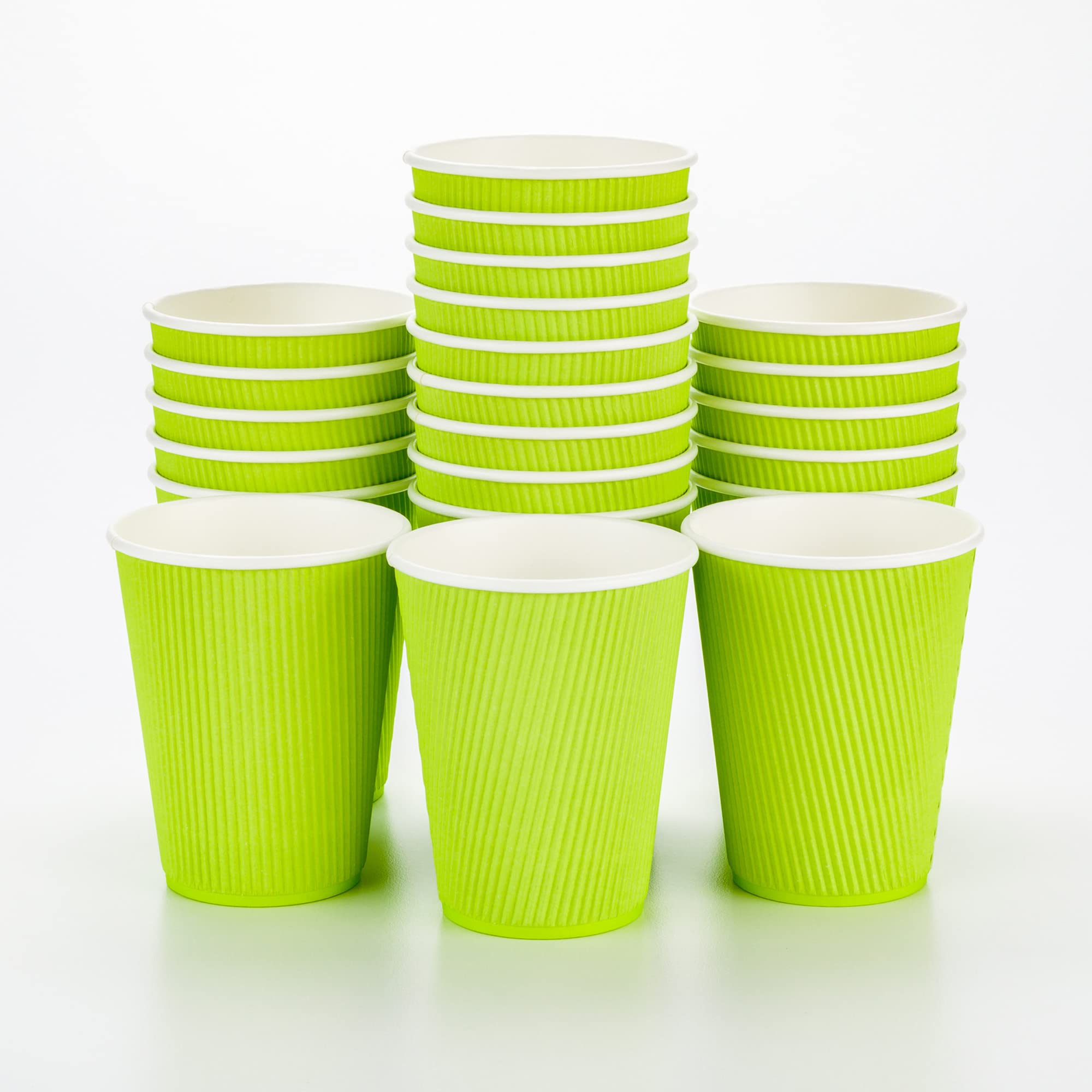 12oz Disposable Paper Coffee Cups (25 Pack) - Leakproof & Insulated Ripple Wall Hot Cups | Eco-Friendly, Recyclable | Perfect for Coffee Shops, Offices & Catering Events | Lids Sold Separately