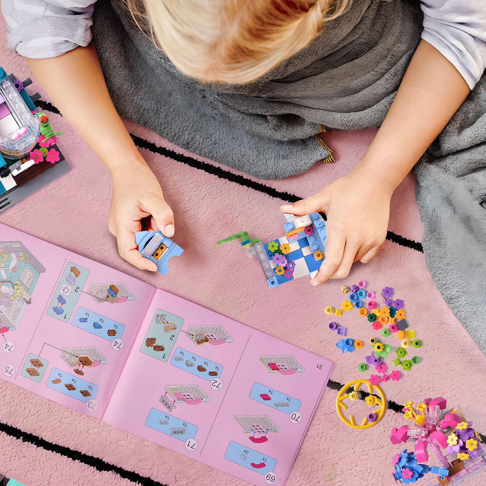 Friends Flower Shop House Building Set - 356Pcs Mini Blocks Creative Toy for Kids Ages 6+ | Perfect Birthday Gift for Girls & Boys | City Street Florist Garden Playset for Pretend Play & STEM Learning