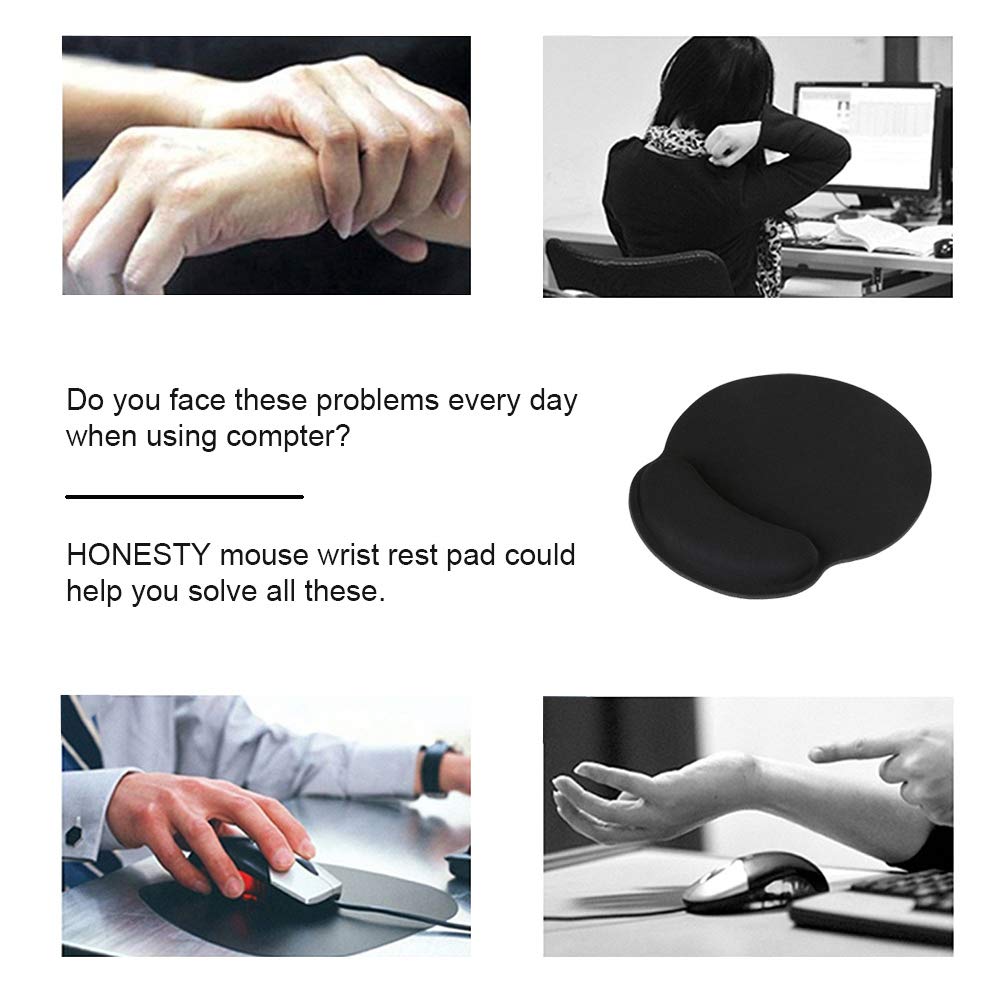HONESTY Smooth Microfiber Memory Foam Mouse Wrist Pad - Ergonomic Wrist Rest Support for Pain Relief, Comfortable Typing & Gaming (2-Pack, Black) - Perfect for Office, Home & Gaming Setup