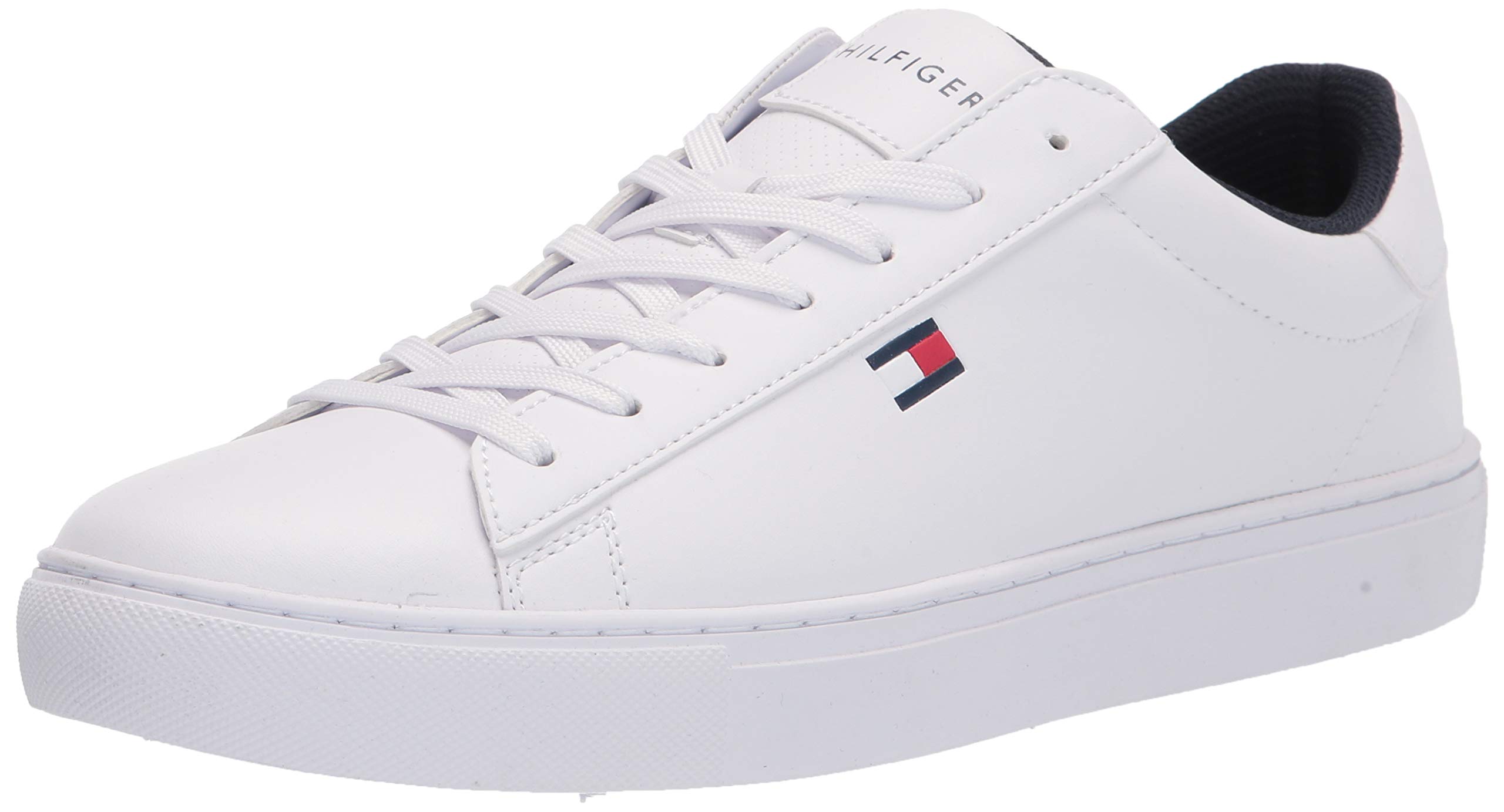Tommy Hilfiger Men's Brecon Sneakers - Comfortable Casual Shoes for Walking, Travel & Everyday Wear | Classic White Leather Low-Top Lace-Up Design