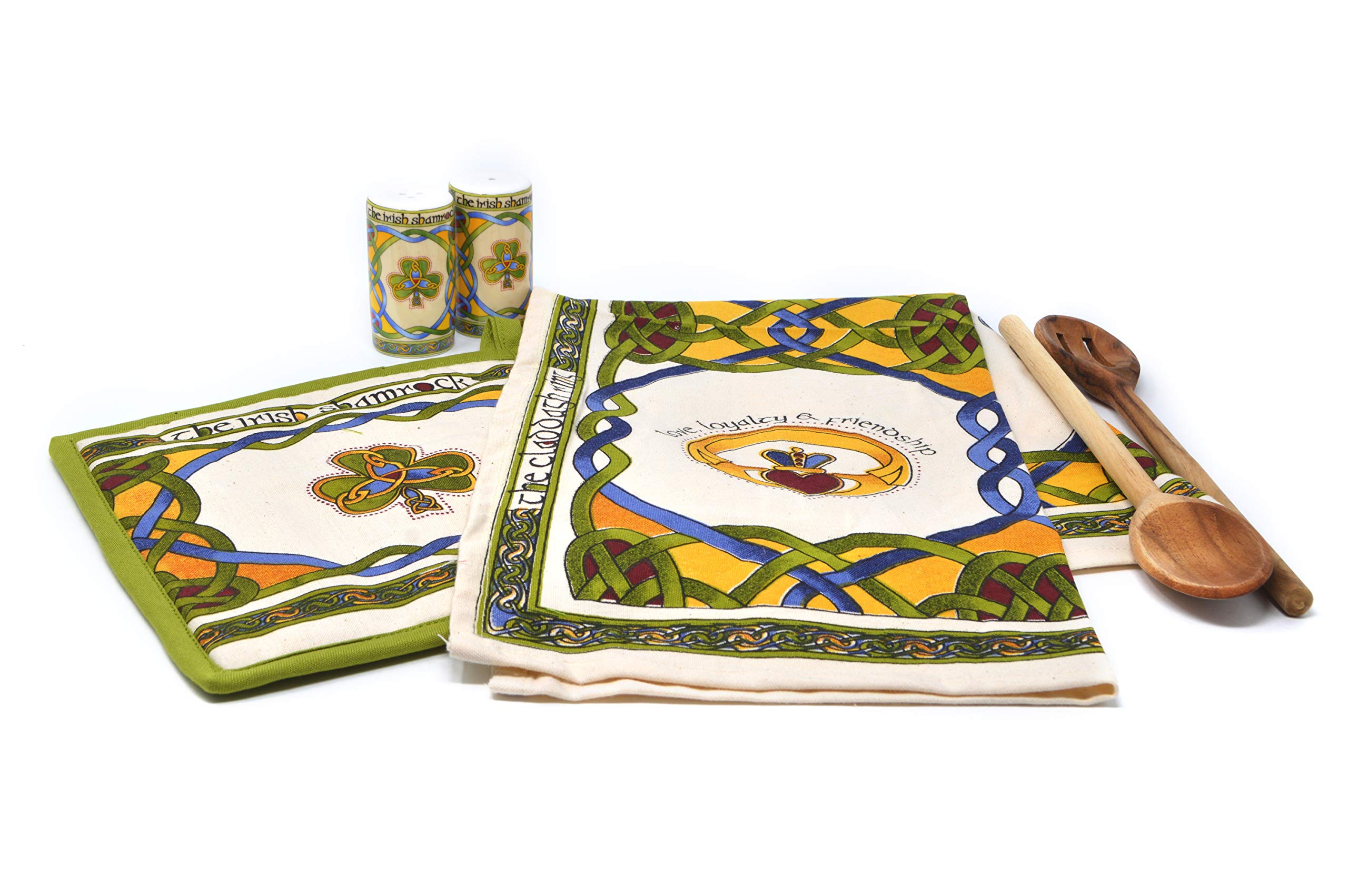 Irish Weave Tea Towel and Pot Holder Set - Premium Cotton Kitchen Towels for Drying Dishes, Cleaning & Cooking - Perfect for Home, Restaurant & Gift Use