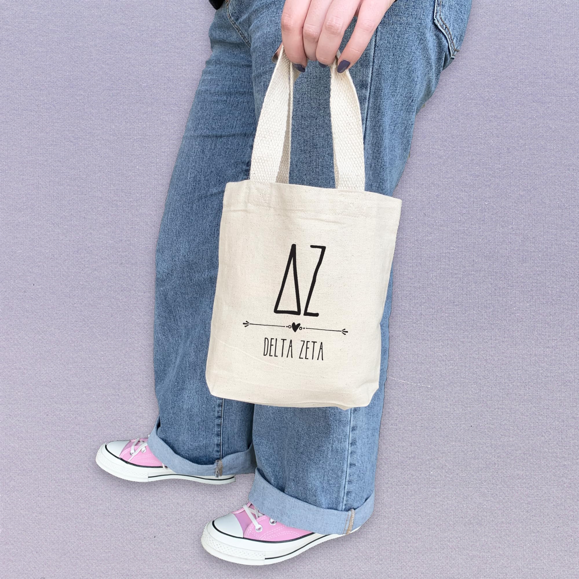 Greek Letter Sorority Mini Tote Bag - Personalized Sorority Gifts for Sisters - Small Goodie Bag for College Events, Rush Week & Sisterhood Activities