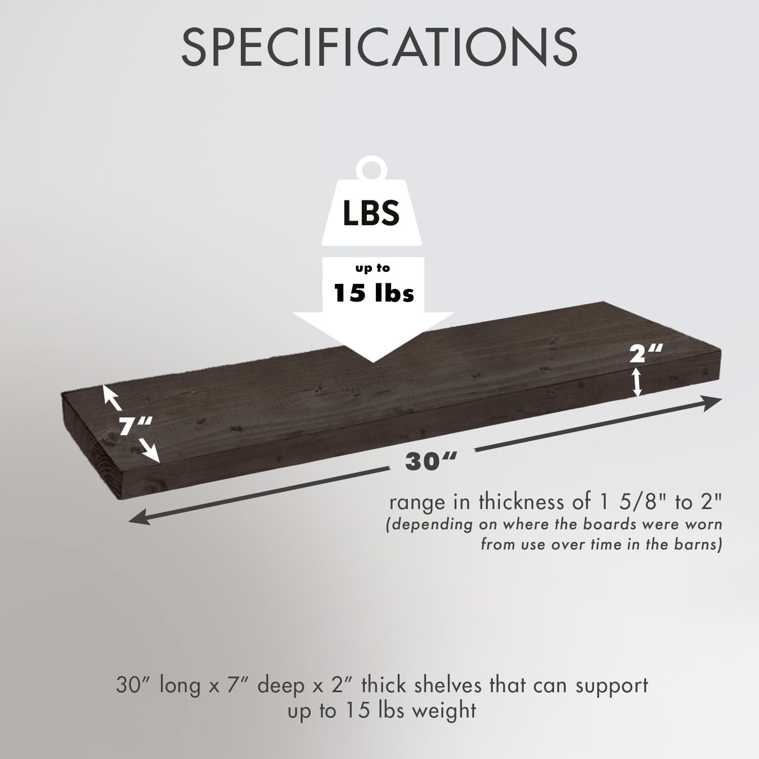 Reclaimed Barnwood Floating Shelves Set of 2 - 30