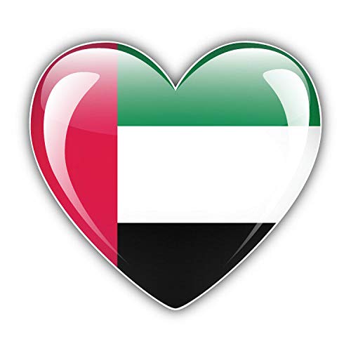 United Arab Emirates Flag Heart Keychain - Double Sided Stainless Steel Key Ring with Glossy Finish | Perfect for Travel Enthusiasts, Car Keys & Key Finder Accessories