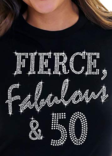 Rhinestone Fierce Fabulous & 50 Tee (Black)