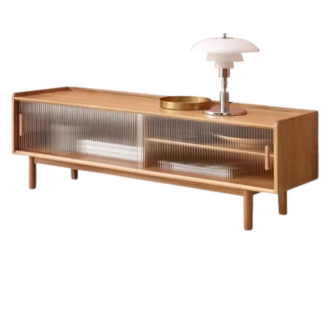 Solid Oak Wood TV Stand - Small Size with Multiple Style Options - Perfect for Living Room, Bedroom & Home Theater Setup