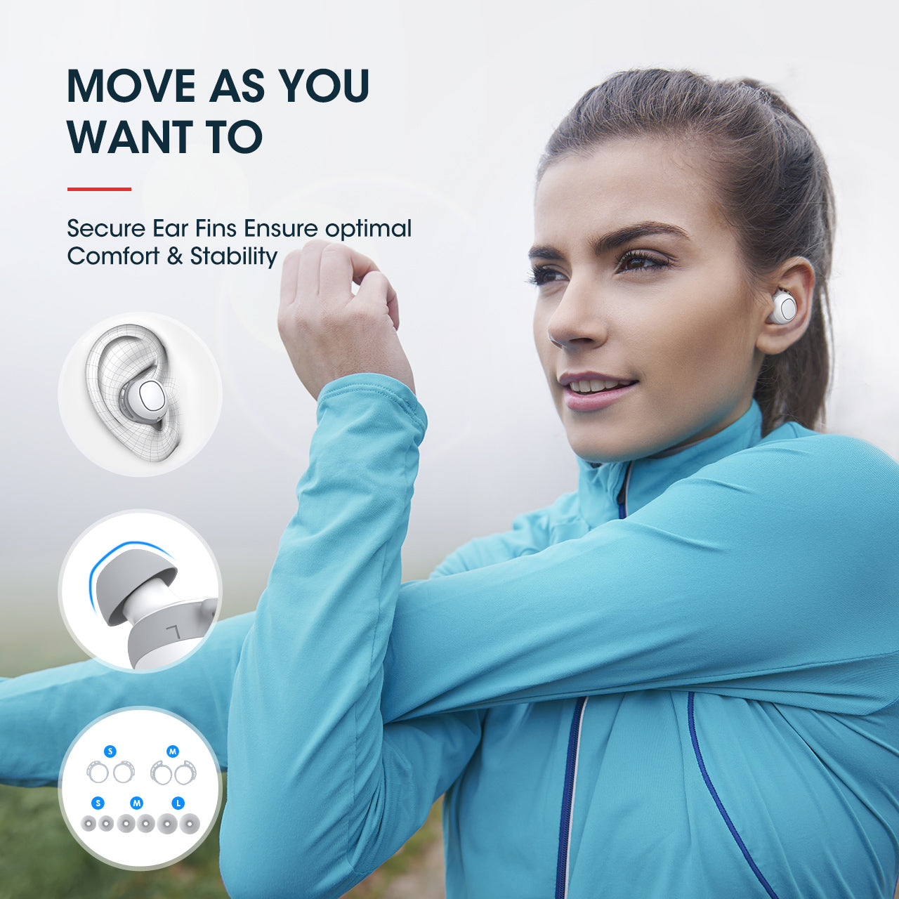 MPOW M30 True Wireless Earbuds - Bluetooth 5.0 in-Ear Headphones with Mic, IPX7 Waterproof, 30H Playtime, Touch Control for iPhone Android - Perfect for Gym, Running & Travel (White)