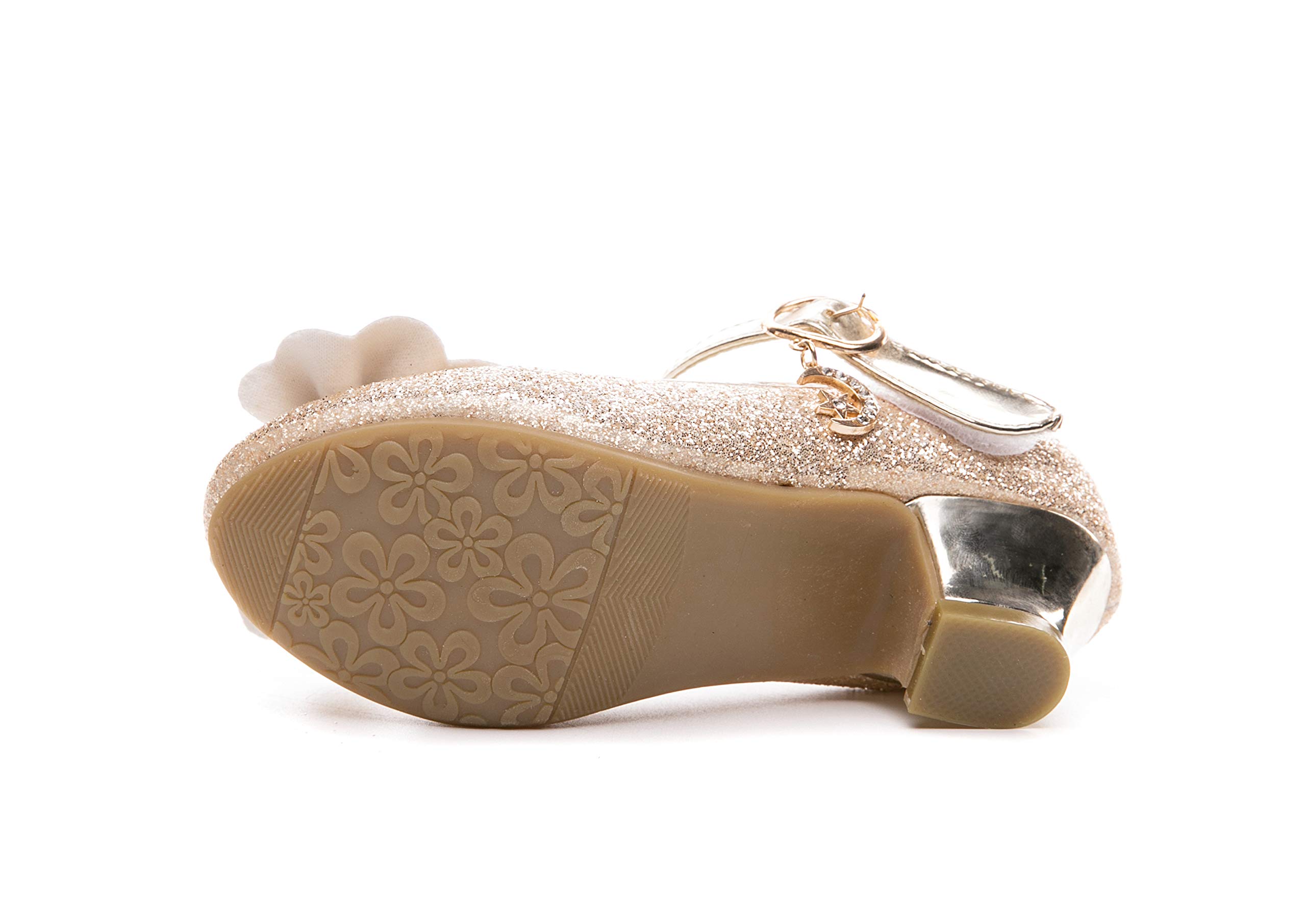Sparkly Flower Mary Jane Pumps for Girls - Low Heel Bridesmaid & Flower Girl Shoes - Perfect for Weddings, Parties & Special Occasions