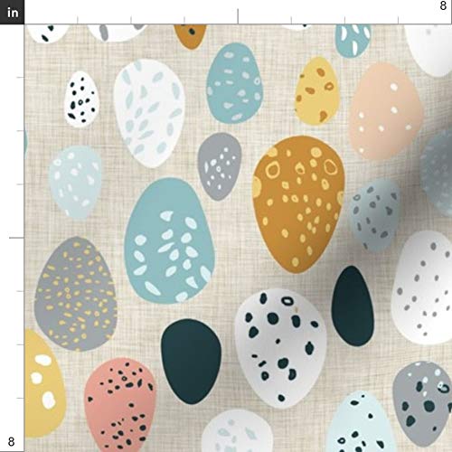 Eggs Fawn Egg Bird Mustard Duck Blue Easter Printed Velvet Fabric by The Yard - Spoonflower Upholstery & Home Decor Fabric for DIY Projects, Curtains, Pillows, and Apparel
