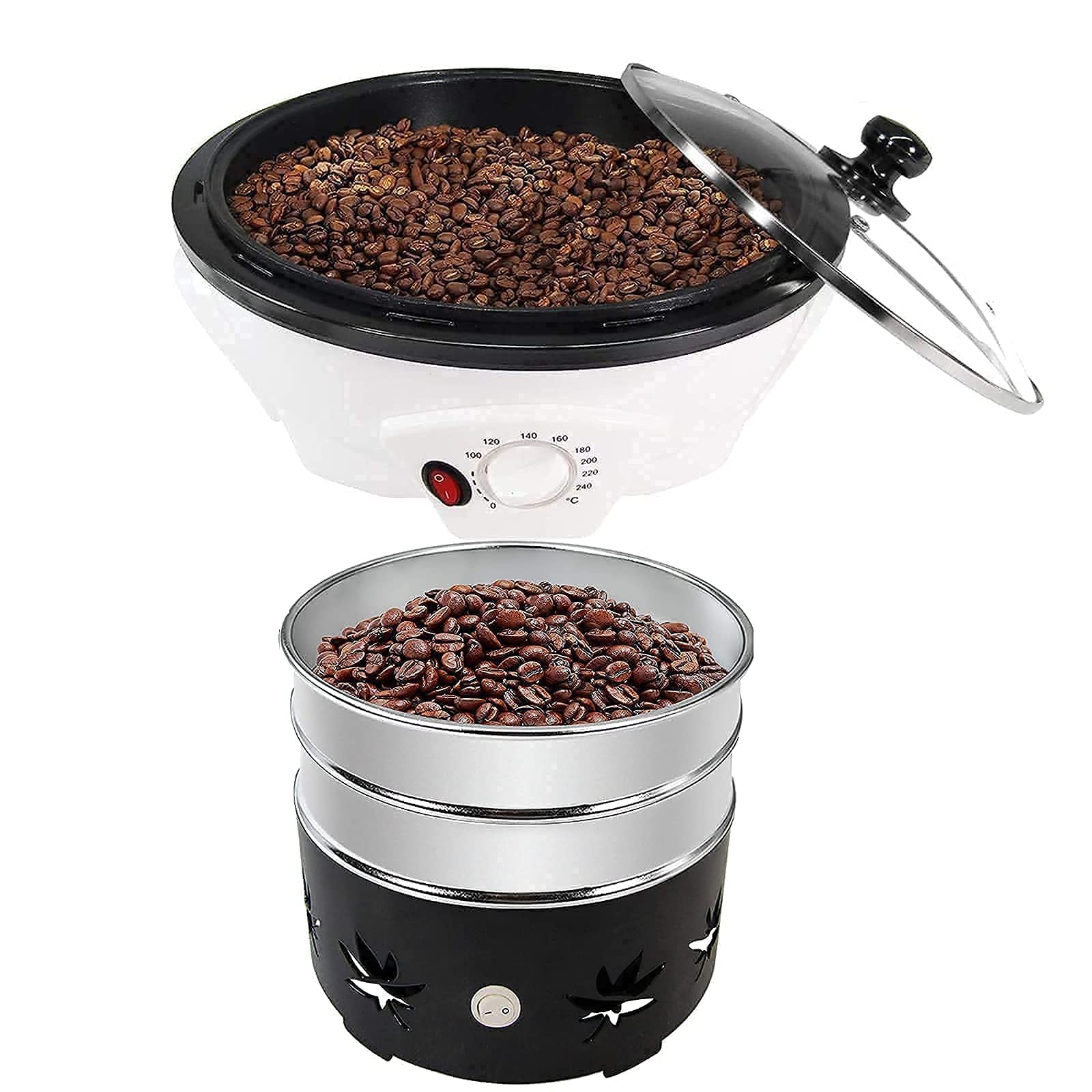 500g Household Coffee Roaster & 500g Coffee Bean Cooler - Electric Coffee Bean Roaster Machine with Cooling Tray for Home Roasting - Perfect for Fresh Coffee Lovers & DIY Baristas