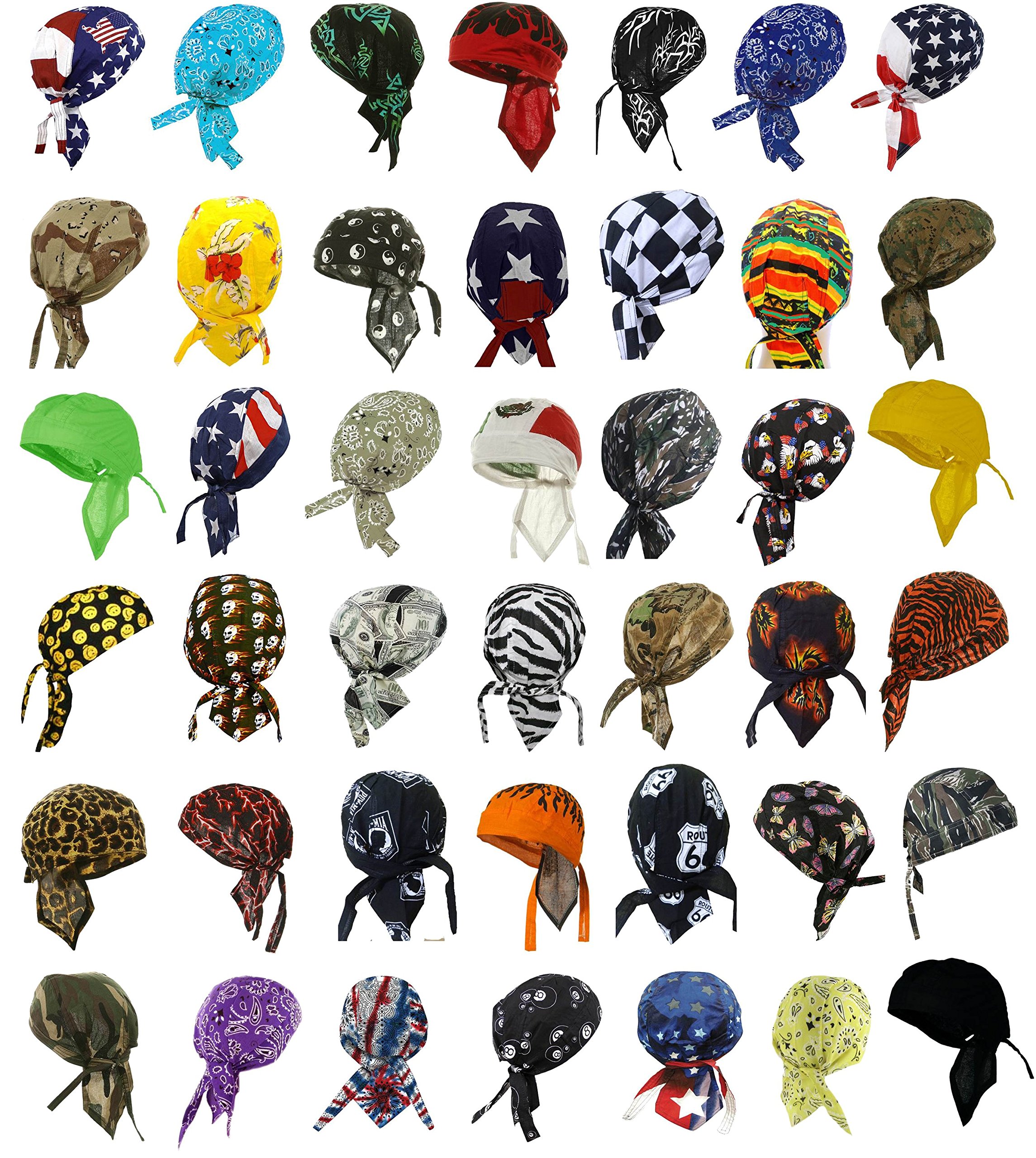 12-Pack Assorted Cotton Bandana Durags & Head Wraps for Men & Women - Breathable Cycling, Sports, Gym & Outdoor Activities