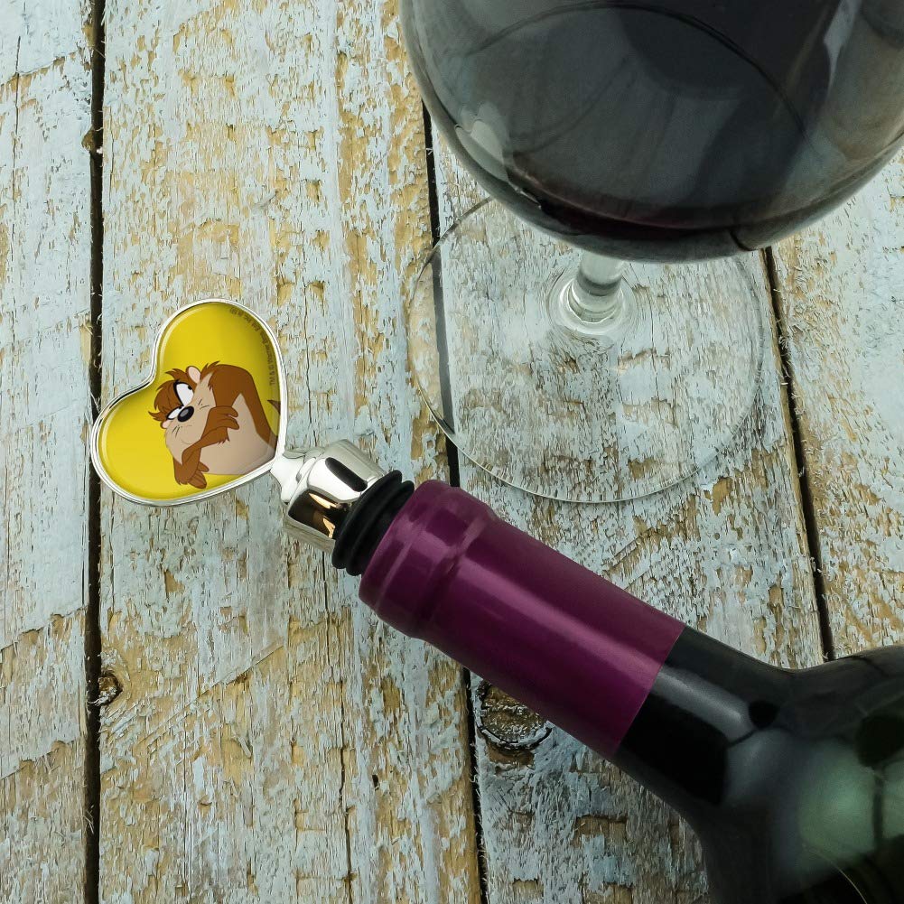 Looney Tunes Taz Heart Love Wine Bottle Stopper - Cute Cartoon Wine Cork for Gifts, Parties & Home Decor | Perfect for Valentine's Day, Weddings & Wine Lovers