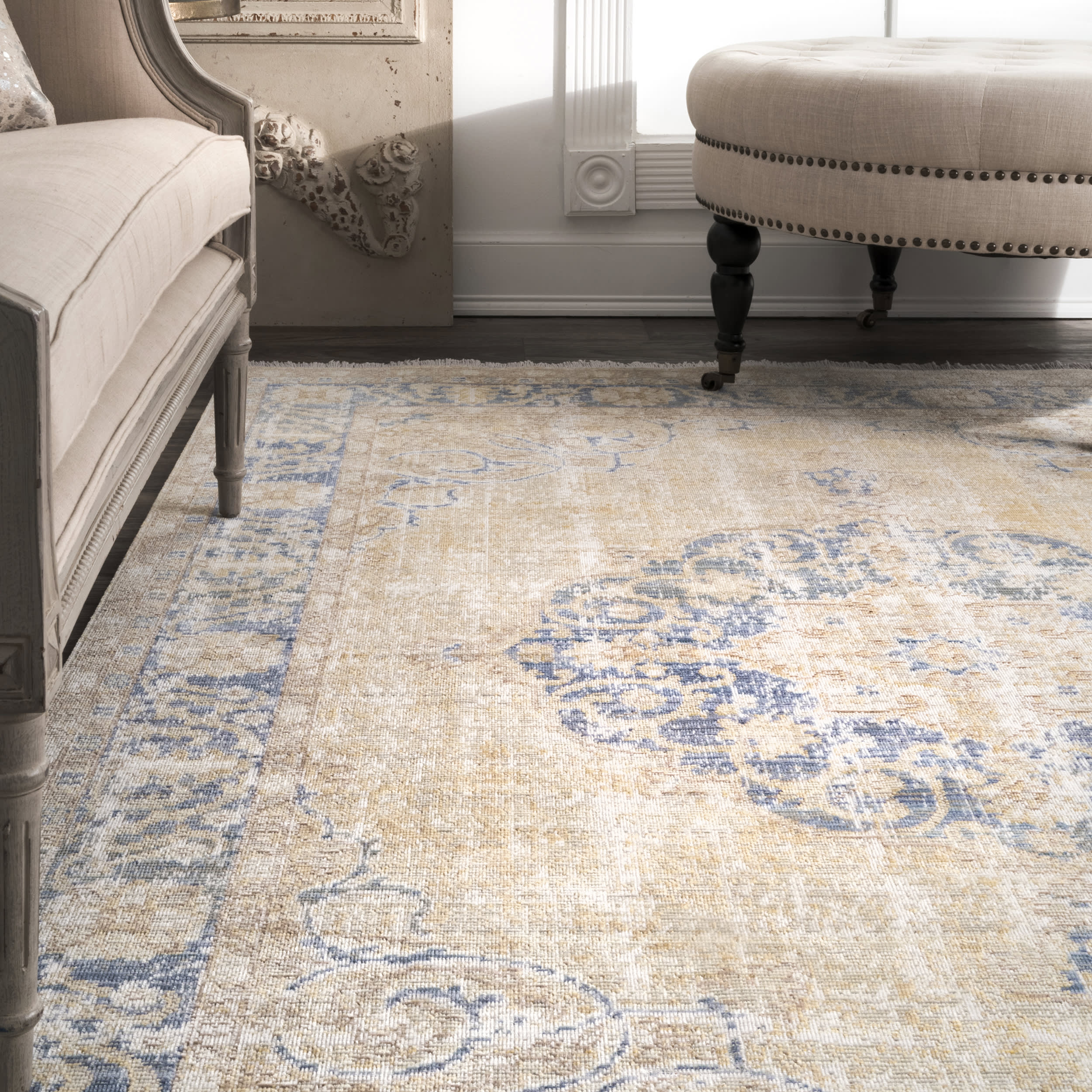 Erline Flatweave Rug - Soft Beige Area Rug for Living Room, Bedroom & Dining Room | Non-Slip & Durable Home Decor