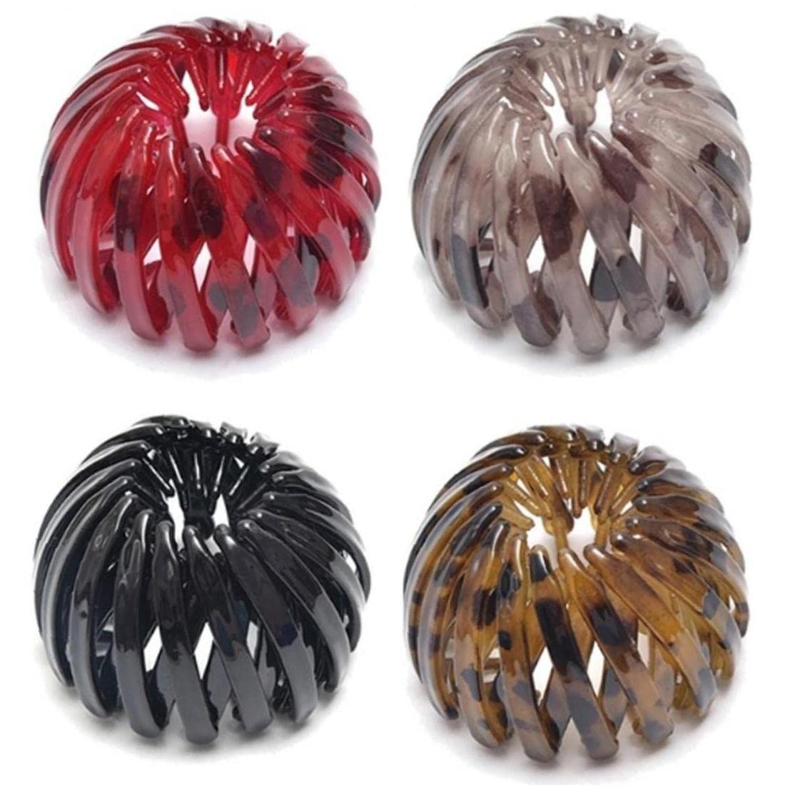 Vintage Retractable Hair Loops - 4 Pack Expandable Ponytail Holders & Bun Makers for Women & Girls | Perfect for Updos, Workouts, and Everyday Styling