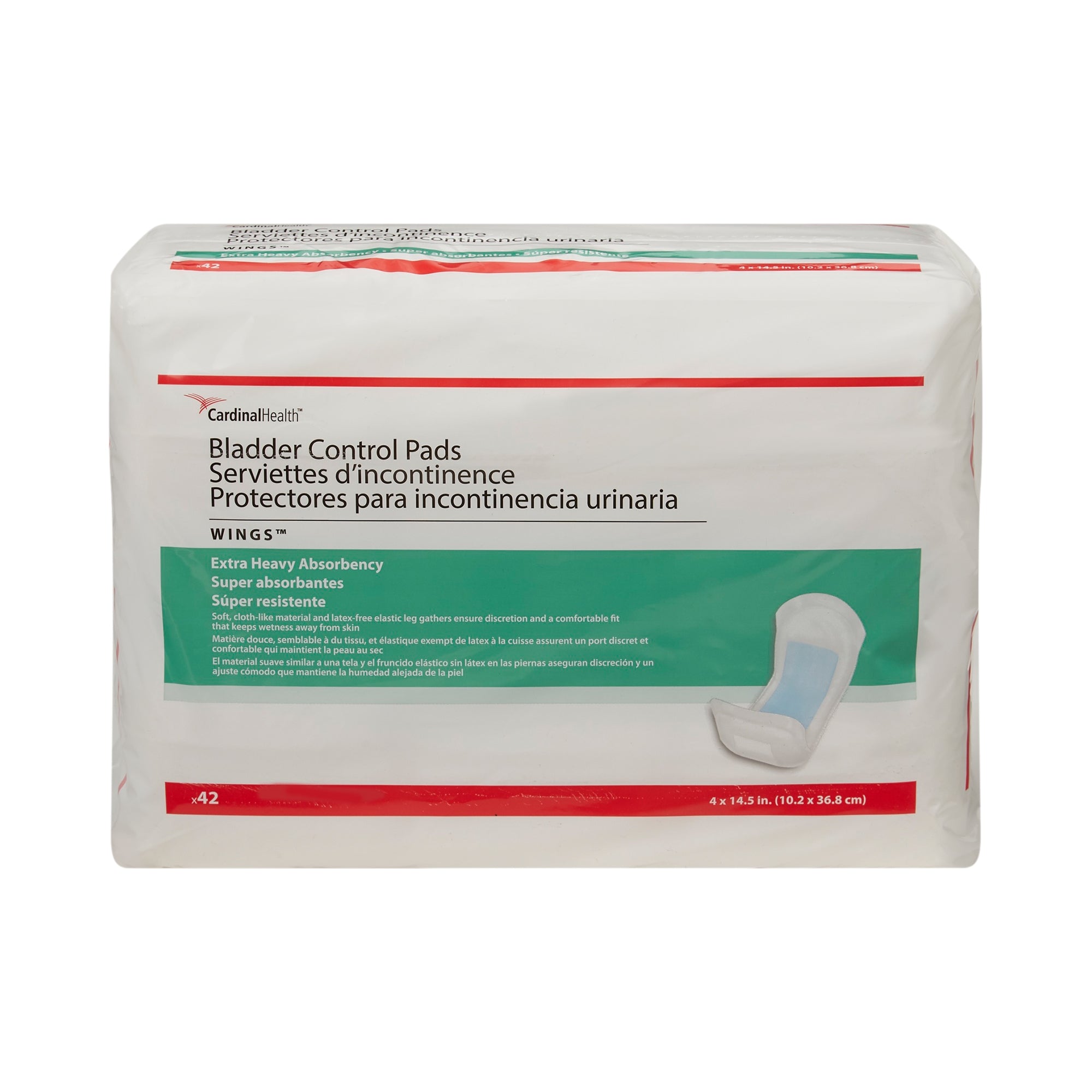Cardinal Health Bladder Control Pads with Wings - 4 x 14.5 Inches - Discreet Protection for Light Incontinence - Perfect for Daily Use, Travel & Active Lifestyle
