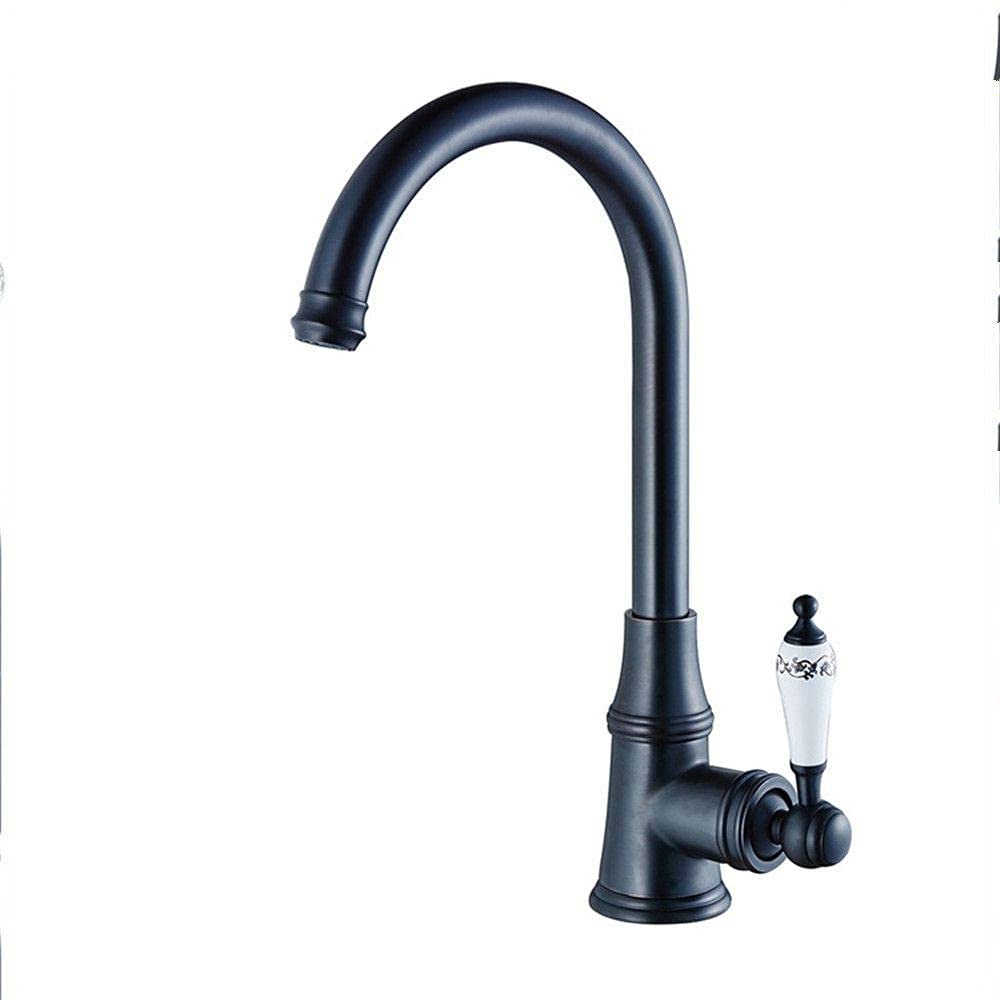 Black Bronze Copper Kitchen Faucet - Cold Water Mixer Sink Faucet with Rotary Spout for Modern Kitchen & Bathroom | Durable & Stylish Design for Washing & Cooking