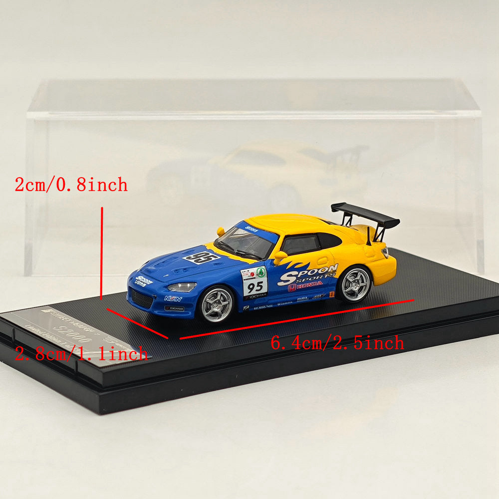 1:64 Scale Honda EG6 & S2000 SPOON Limited Edition Diecast Model Car - Blue & Yellow Street Weapon - Perfect for Collectors, Racing Enthusiasts & Display Showcase