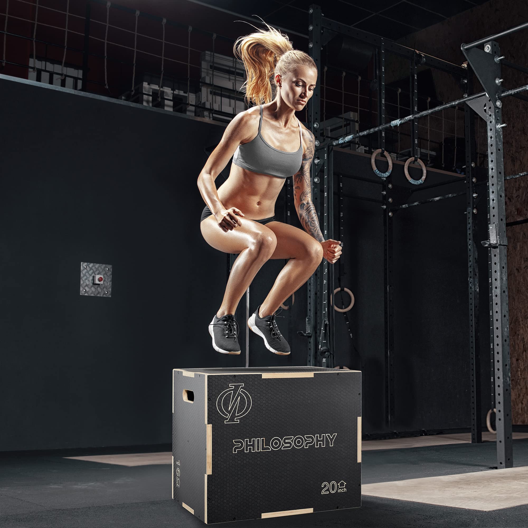 Non-Slip 3-in-1 Wooden Plyo Box for CrossFit, HIIT & Home Gym Workouts - Jump Box for Plyometric Training, Step Ups & Conditioning Exercises - Perfect for Cardio, Strength Training & Fitness Routines