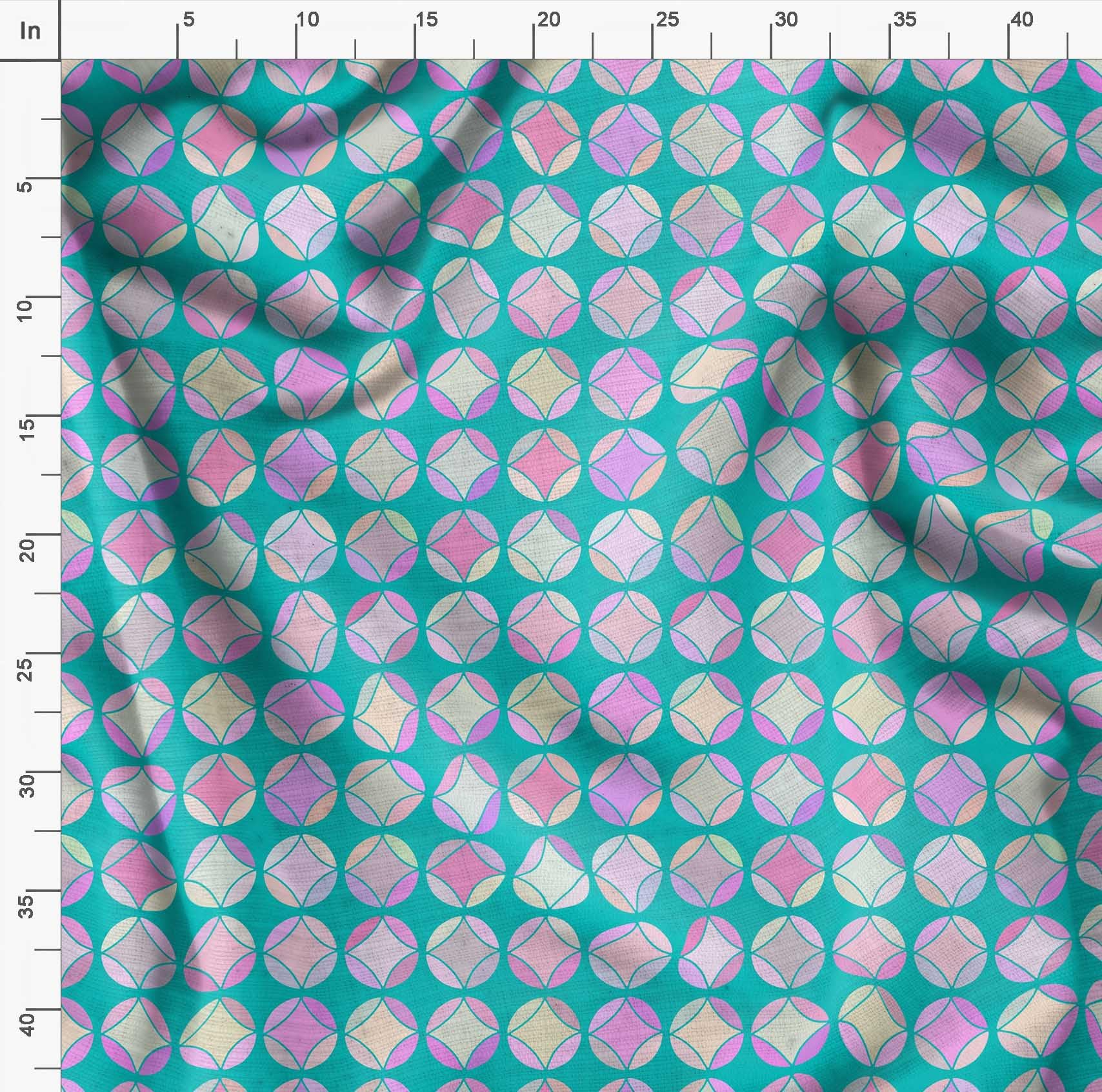 Soimoi Moss Green Georgette Fabric by The Yard - 42 Inch Wide - Circle Art Geometric Printed Textile for Dresses, Curtains & Home Decor | Fashion & Interior Design Material