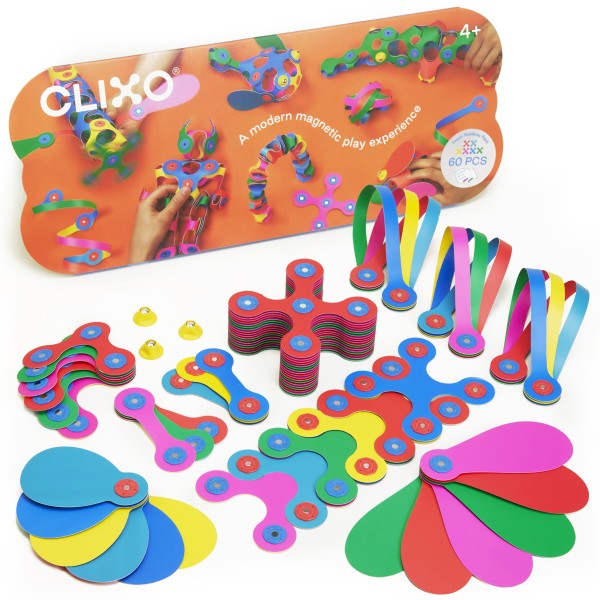 Clixo Super Rainbow Pack - Magnetic Building Tiles for Kids, STEM Educational Toys, Creative Construction Set for Boys & Girls - Perfect for Home, Classroom & Playroom Activities