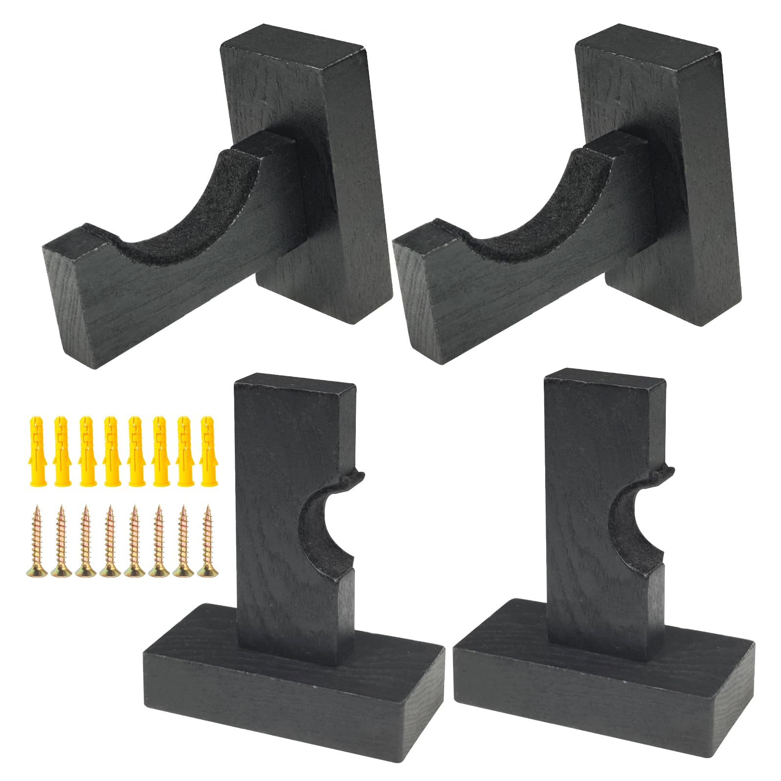 4PCS Baseball Bat Display Case Wall Mount - Horizontal Baseball Bat Hanger Holder & Bracket for Sports Memorabilia - Perfect for Home, Office, or Man Cave Decor (Black)
