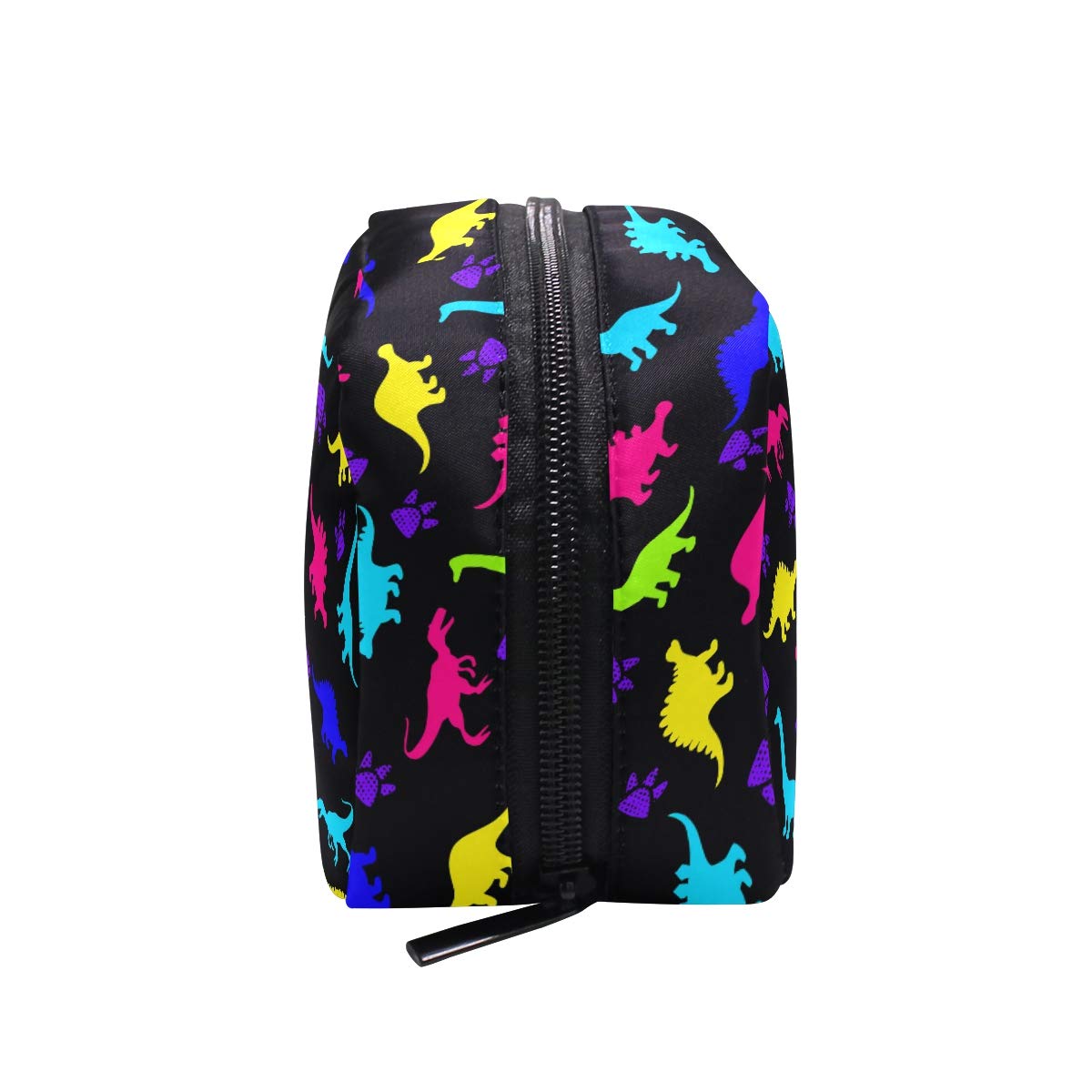 Dinosaur Makeup Bag for Kids & Women - Cute Cosmetic & Toiletry Travel Organizer Pouch in Yellow, Red, Green, Blue - Portable Storage Case for School, Travel, Gym & Daily Essentials
