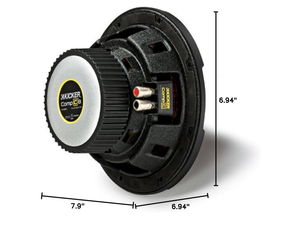 Kicker CWCD84 CompC 8-Inch Car Subwoofer - Dual Voice Coil, 4 Ohm Impedance - Perfect for Car Audio Systems & Bass Enhancement