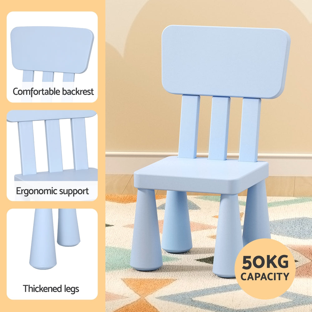 Keezi Kids Table and 2 Chairs Set - Blue Children's Furniture for Playroom, Classroom & Home Learning Activities | Durable & Safe Toddler Table Chair Set