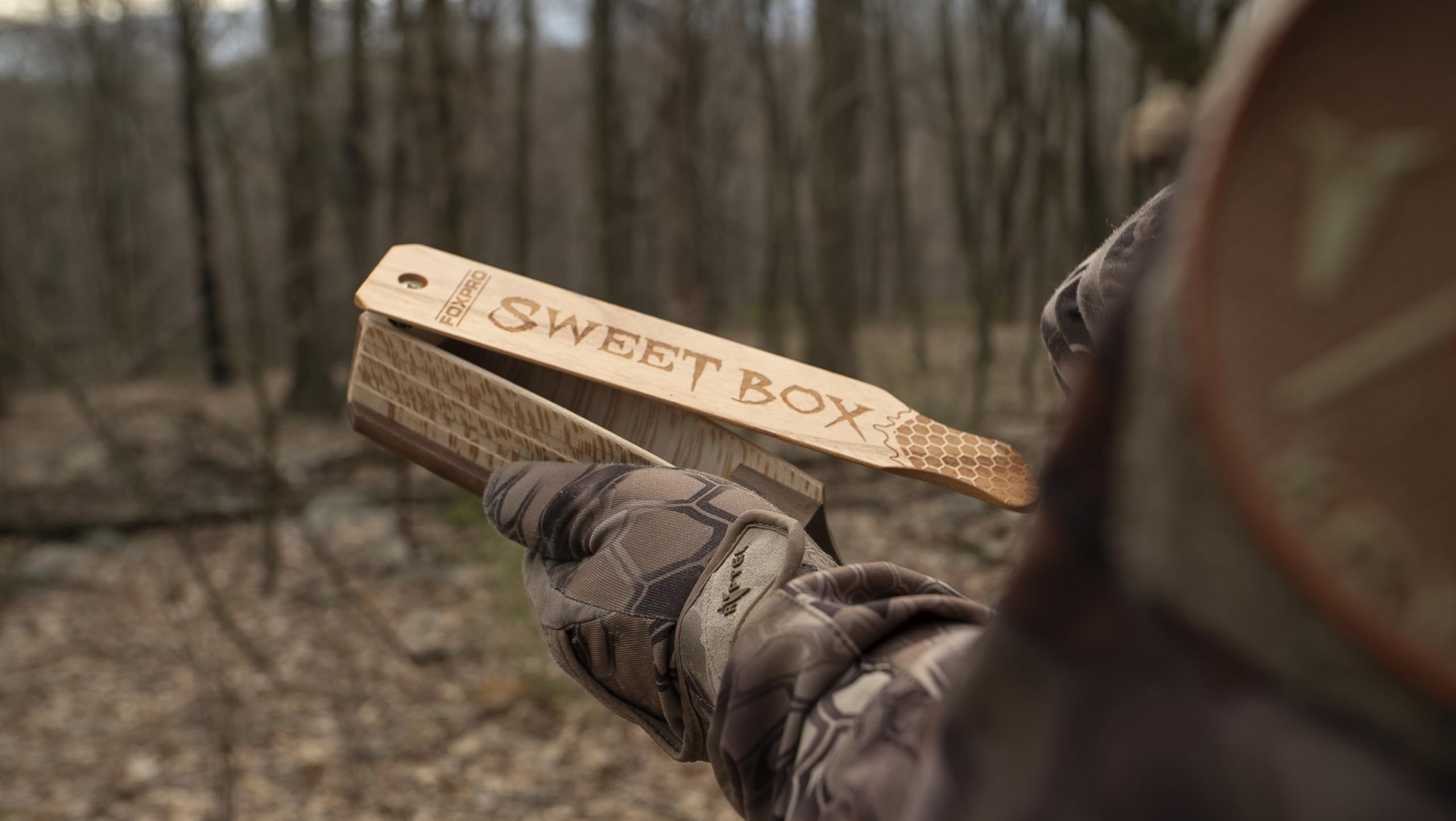 FOXPRO Sweet Box Turkey Call - Honey Locust & Speckled Sycamore Wood - Realistic Turkey Sounds for Hunting & Outdoor Adventures