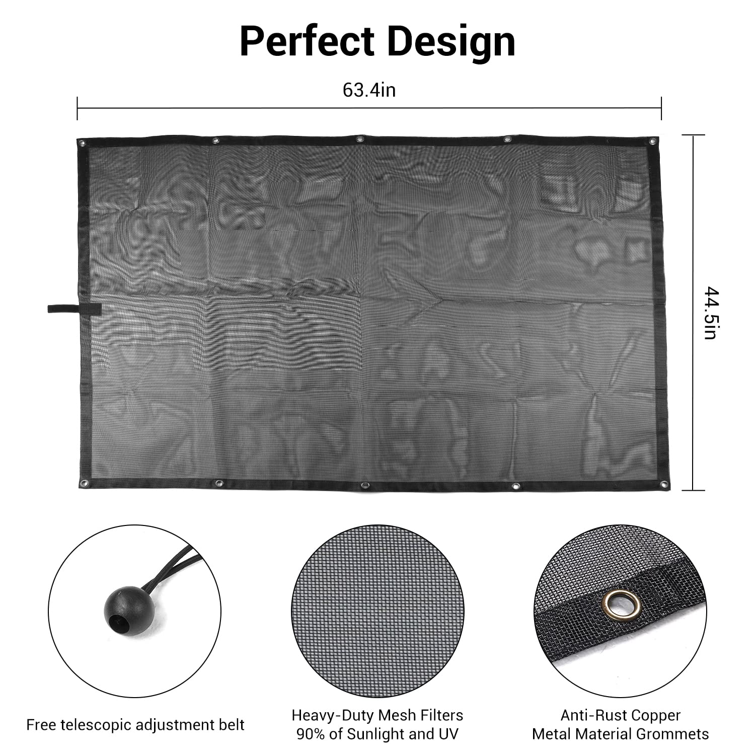 Jeep TJ Sunshade Mesh Top for 1996-2006 Wrangler TJ - UV Protection, Wind & Noise Reduction - Easy No-Tool Installation - Perfect Jeep Accessories Gift for Off-Road & Summer Driving
