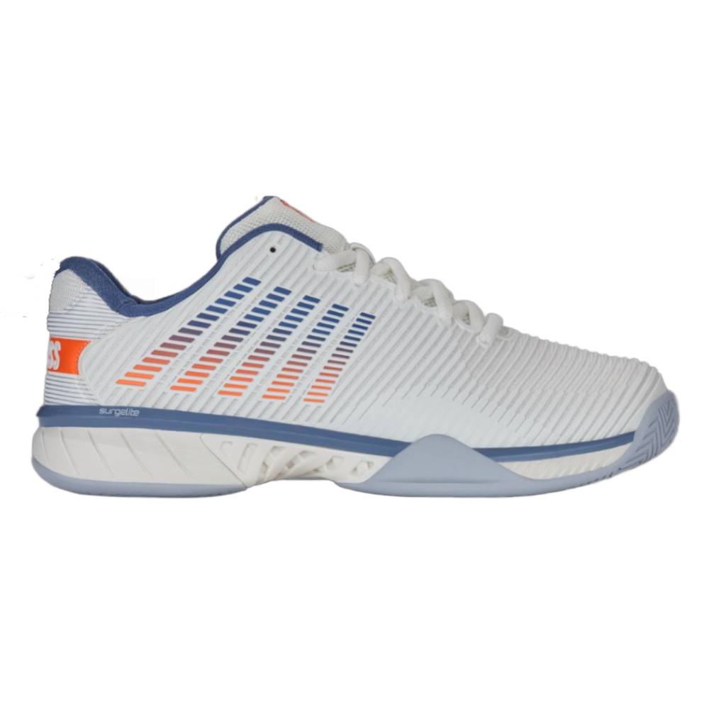 K Swiss Hypercourt Express 2 Wide Men's Tennis Shoes - Lightweight & Durable Court Sneakers for Men (Lucent White/Blue) - Perfect for Tennis, Pickleball & Casual Wear