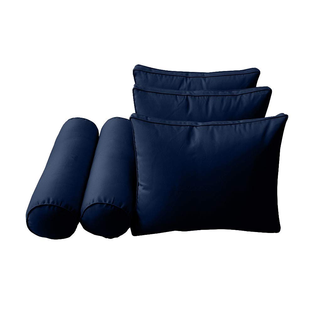 Prolinemax Outdoor Style 3 Crib Piped Trim Daybed Mattress Bolster Pillow Fitted Sheet Cover - Waterproof & Breathable Nursery Bedding Set - Perfect for Baby Cribs, Daybeds, and Toddler Beds