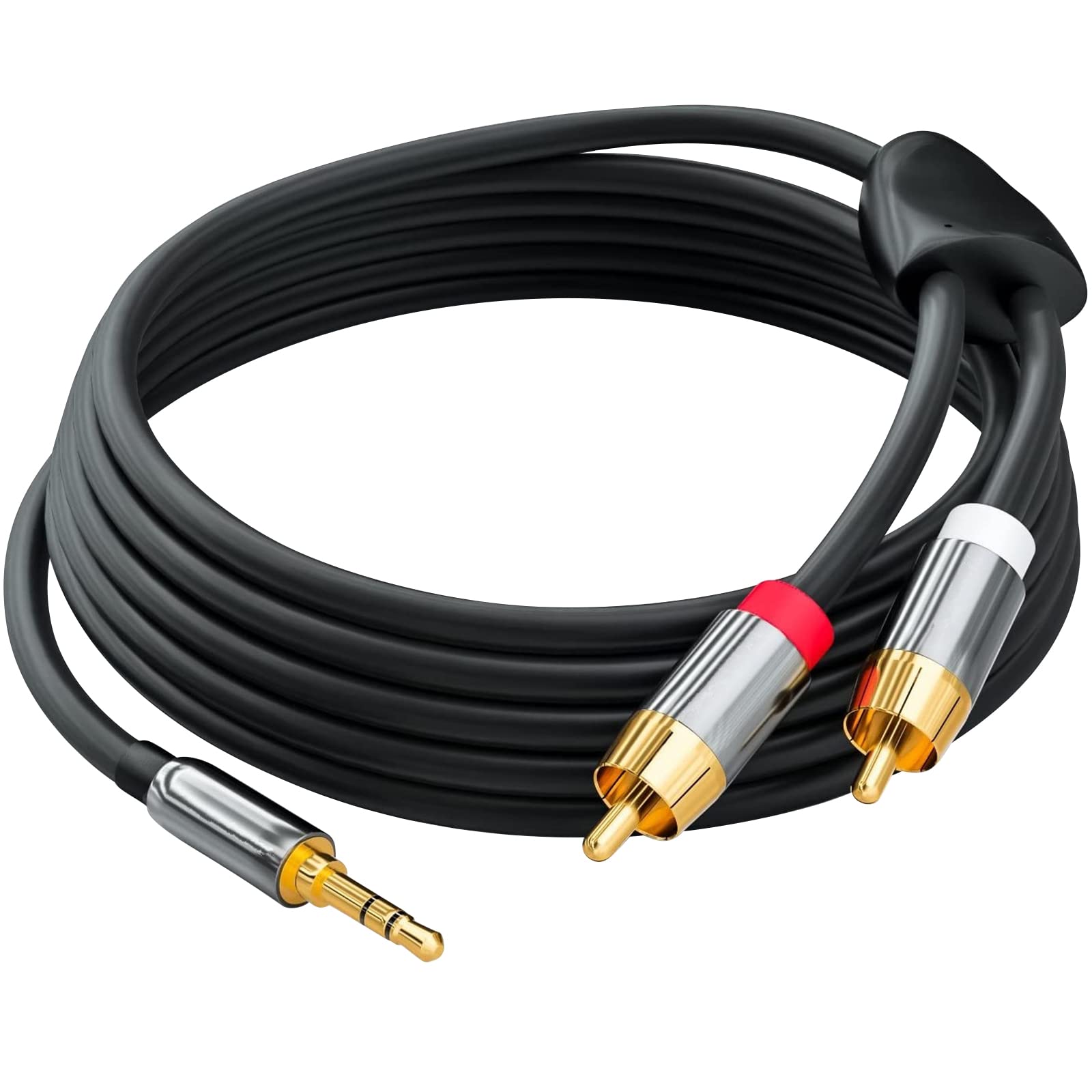 Premium RCA to 3.5mm Audio Cable - 6.6ft Stereo Y Splitter Cord with Gold-Plated Connectors for Smartphones, Speakers, HDTV, Home Theater & Car Audio Systems - High-Quality Audio Transmission for Enhanced Sound Experience
