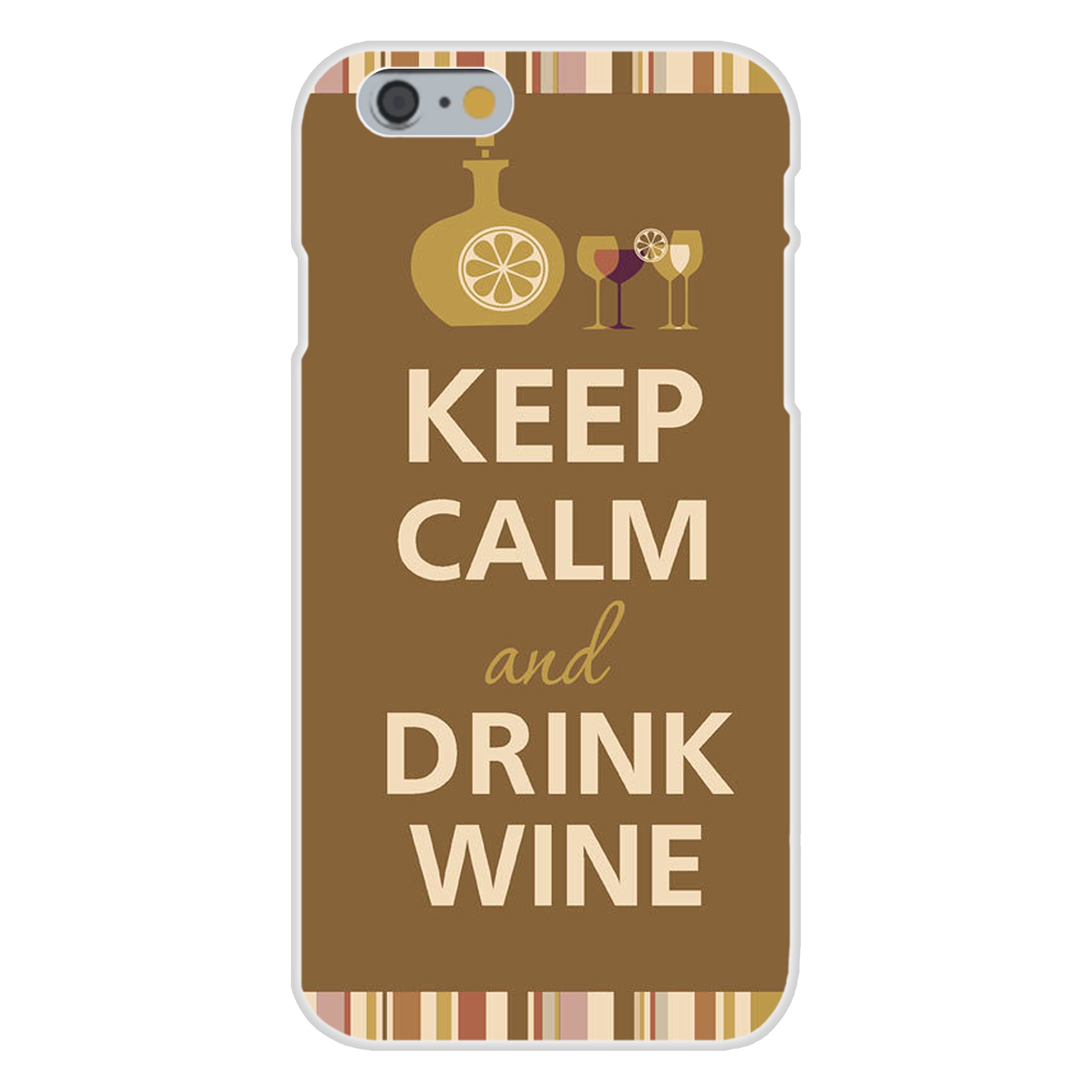 Custom White Plastic Snap-On Case for Apple iPhone 6 - Keep Calm and Drink Wine Design - Perfect for Everyday Protection & Wine Lovers