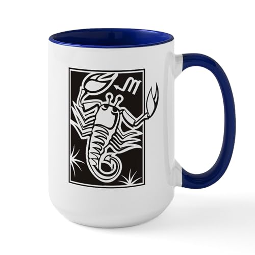 White/Navy Inside - Scorpio Coffee Mug / Cup 15Oz
