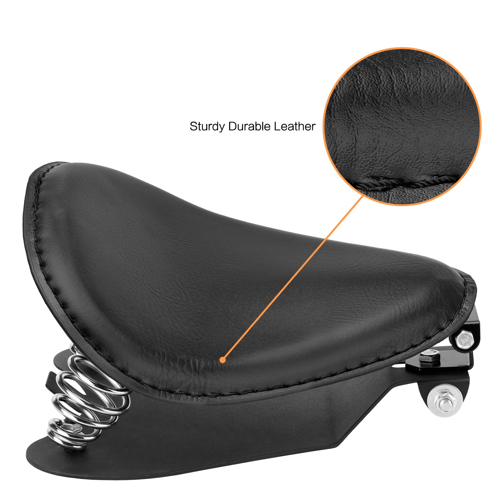 Harley Davidson Sportster XL 883 1200 Replacement Bobber Solo Motorcycle Seat with Spring Base Mounting Bracket Kit - Comfortable Ride for Cruiser & Custom Bike Builds