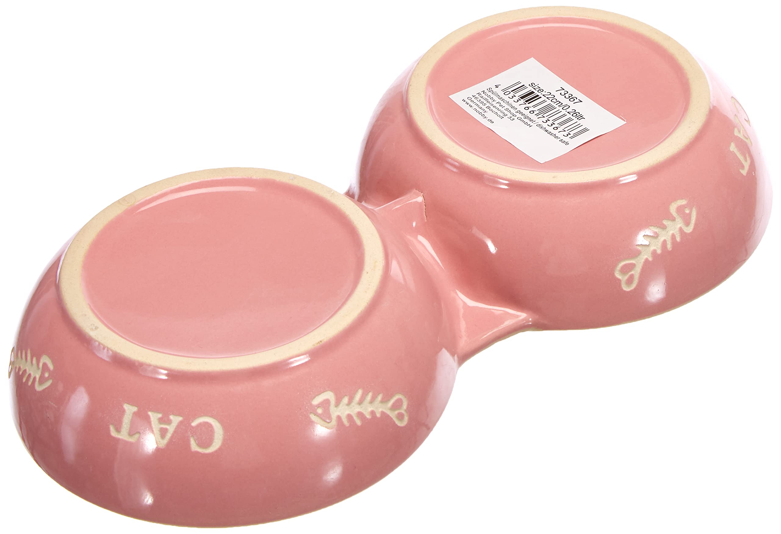 Premium Ceramic Cat Food and Water Bowl Set - 22cm Double Dish for Pets - Perfect for Feeding and Hydrating Your Feline at Home or Travel