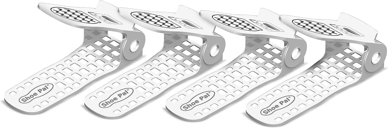24-Pack Shoe Slot Organizers - Adjustable 4-Level Shoe Stackers for Closet Storage | Space-Saving Shoe Holders for Pairs of Shoes | White Double-Layer Shoe Organizer for Bedroom, Dorm & Entryway Organization