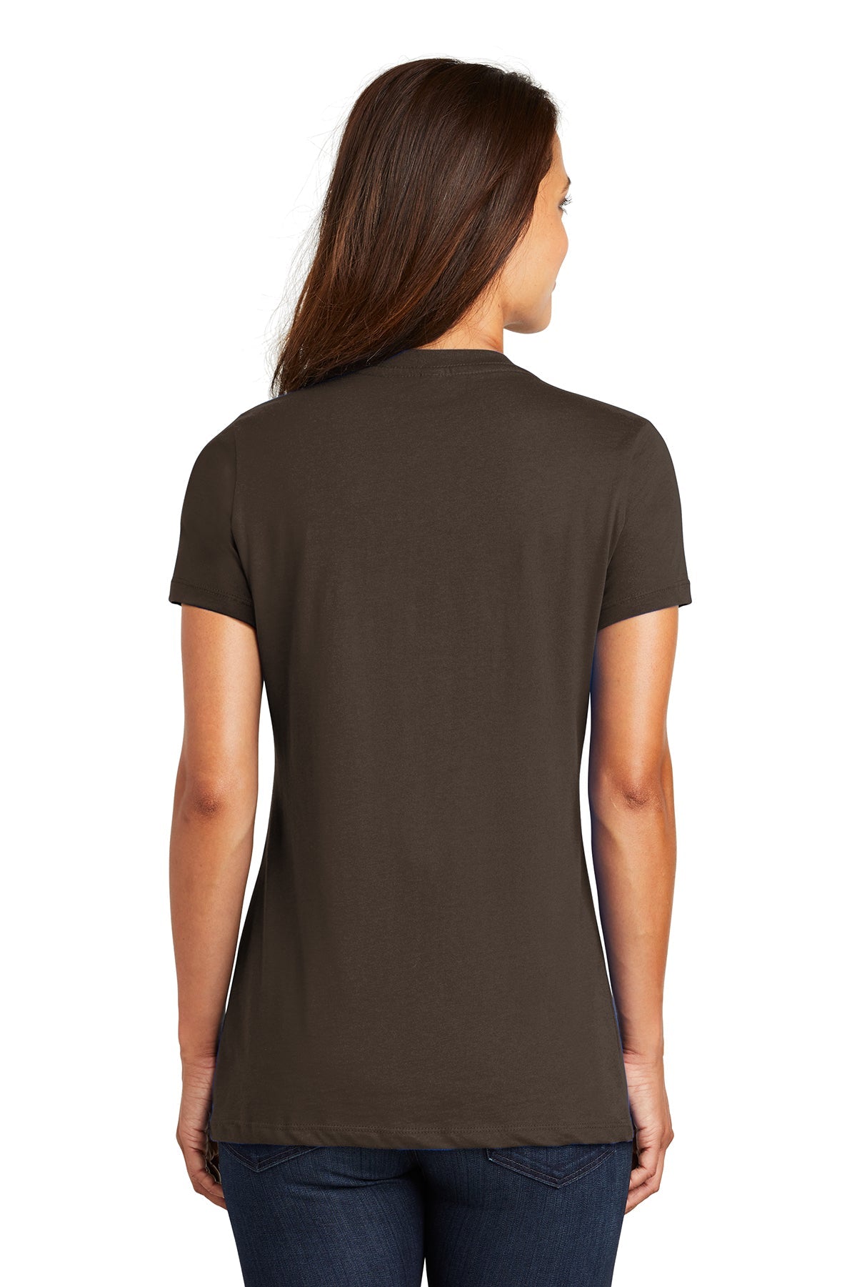 District Made Women's Perfect Weight V-Neck T-Shirt in Espresso - Soft Everyday Basic Tee for Casual Wear & Layering