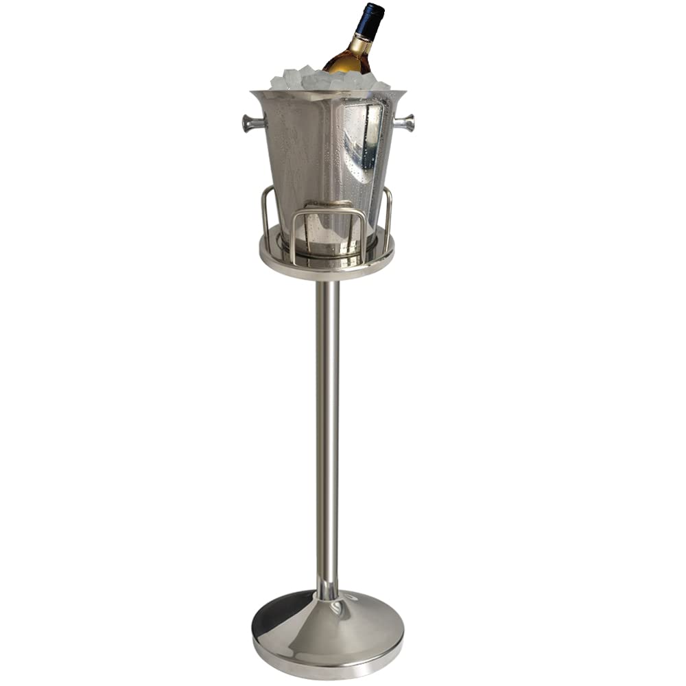 Stainless Steel Ice Bucket with Stand - 5L/12lb Gold Champagne Wine Cooler for Parties, Weddings, Bars & BBQs - Perfect for Keeping Beer, Wine & Drinks Chilled at KTV Clubs, Home Gatherings & Outdoor Events