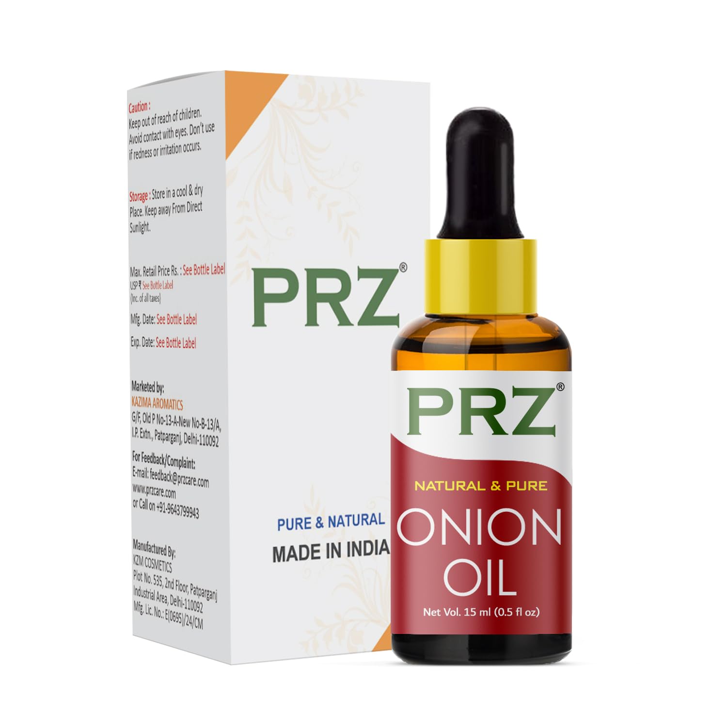 Pure Onion Cold Pressed Oil - 15ml for Skin, Hair & Massage Care