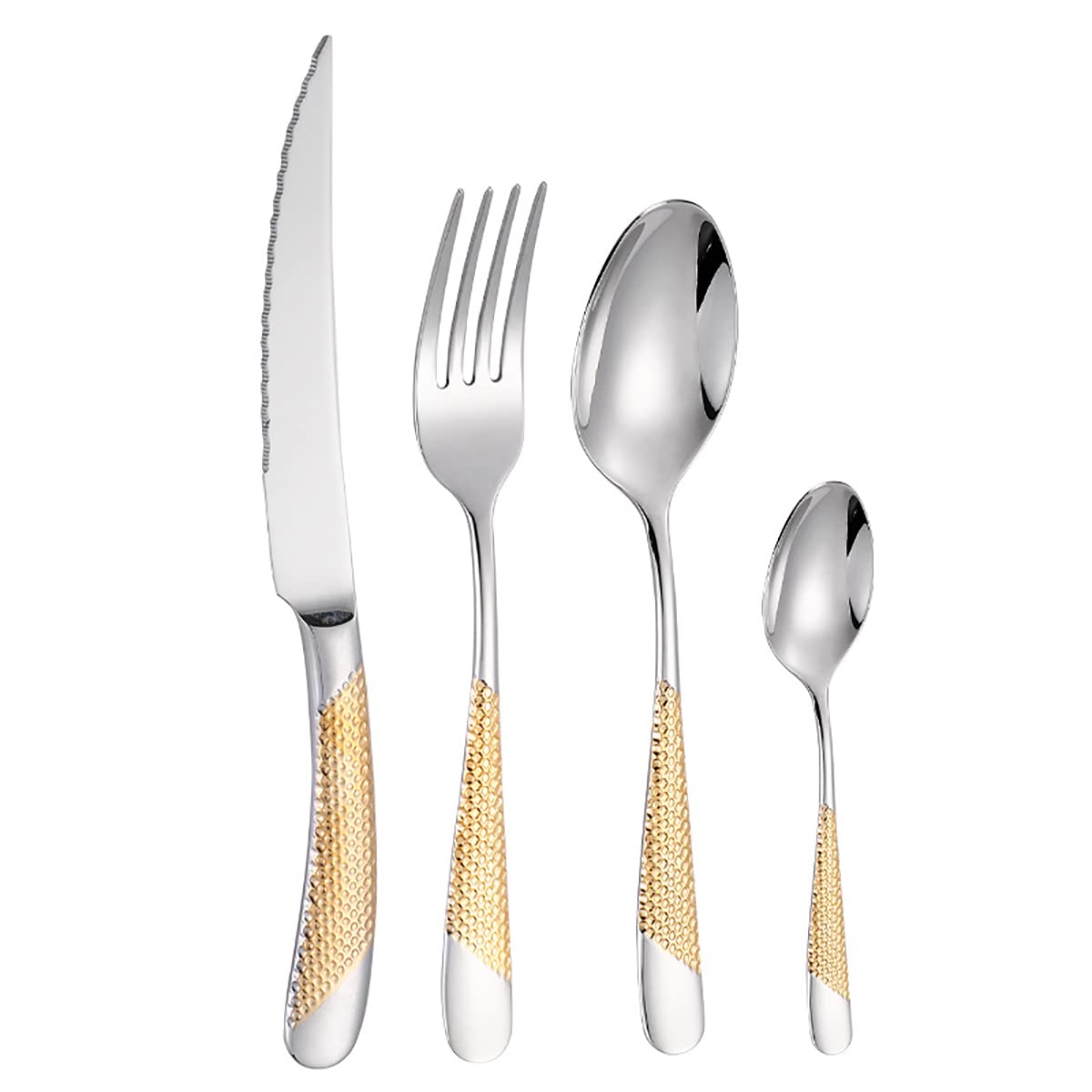 32-Piece Premium 18/10 Stainless Steel Flatware Set - Gold Silverware Cutlery Set for 8, Mirror Polished Utensils, Durable Dishwasher Safe Tableware for Elegant Dining, Wedding Gifts & Home Kitchen Use