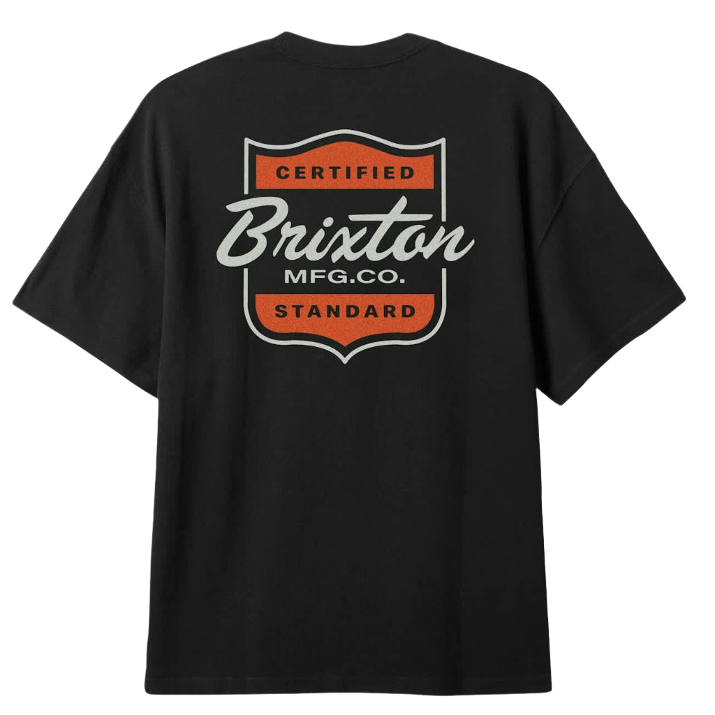 Brixton Brooker Short Sleeve T-Shirt for Men - Soft Cotton Casual Tee - Black - Perfect for Everyday Wear & Street Style
