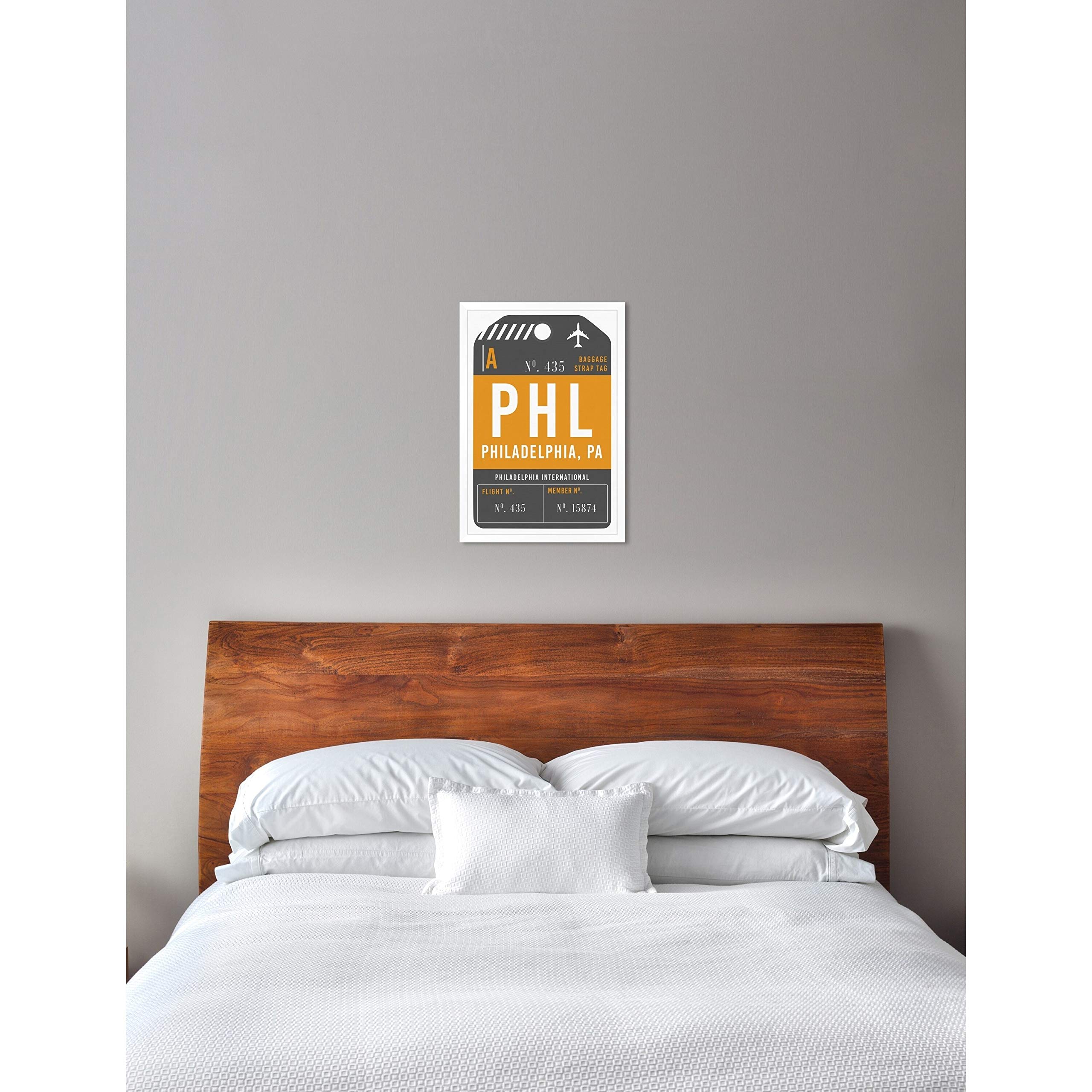 Oliver Gal 'Philadelphia Luggage Tag' Framed Canvas Wall Art Print 20x30 Inches - Vintage Travel Decor for Living Room, Bedroom & Office