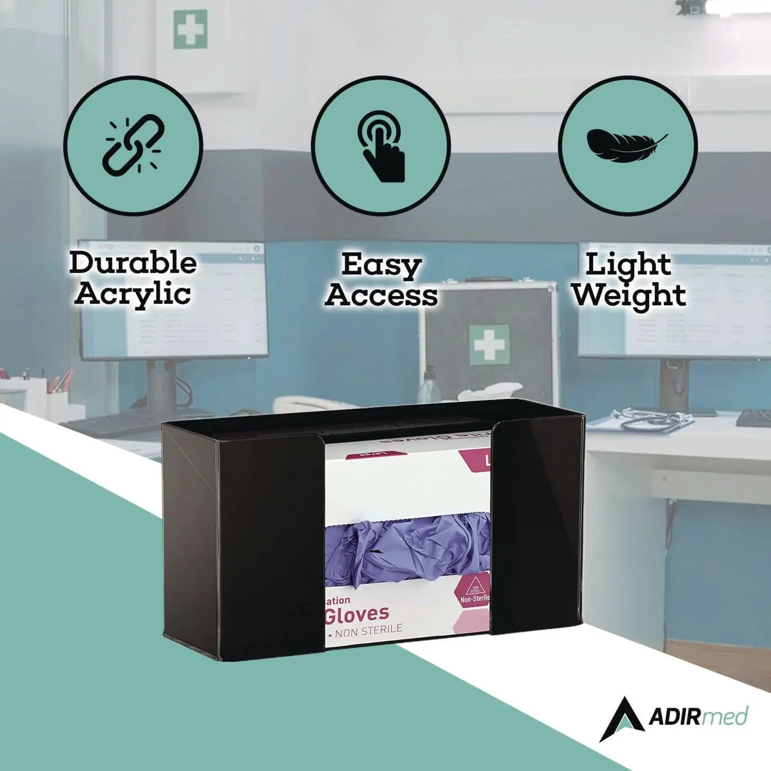 AdirMed Acrylic Glove Dispenser - Single Box Capacity (10.2