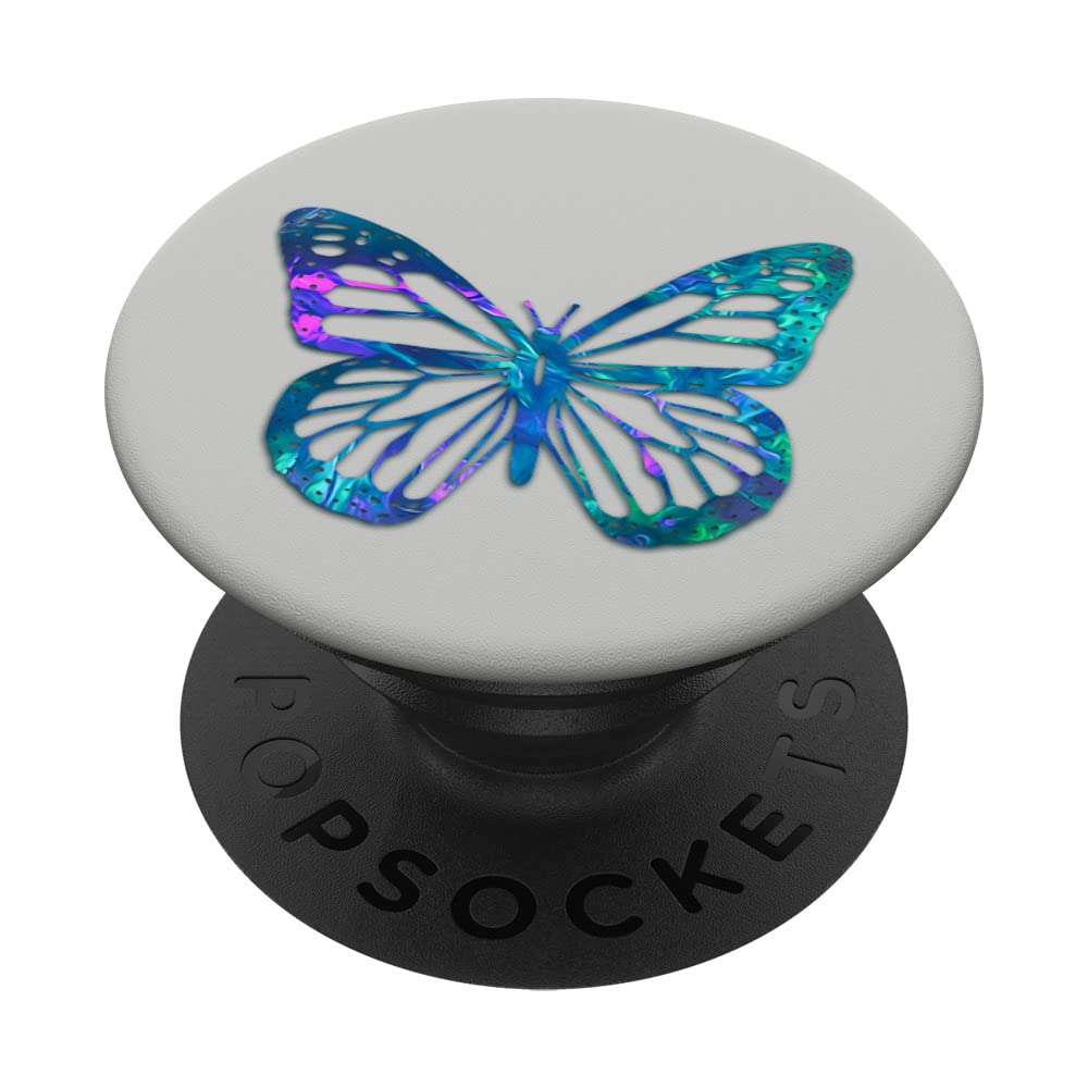 Purple Blue Violet Butterfly Phone Grip - Swappable PopGrip for Slate Gray PopSockets - Perfect for Everyday Use, Travel, and Selfies