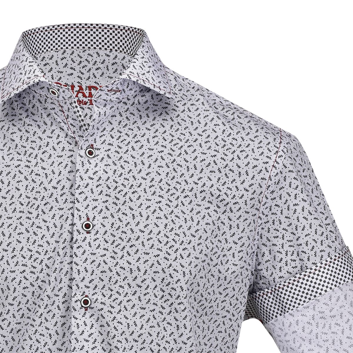 CM0W459 Men's Fashion Casual Soft Cotton Abstract Print Shirt - White, Comfortable & Stylish for Everyday Wear, Office, and Outings