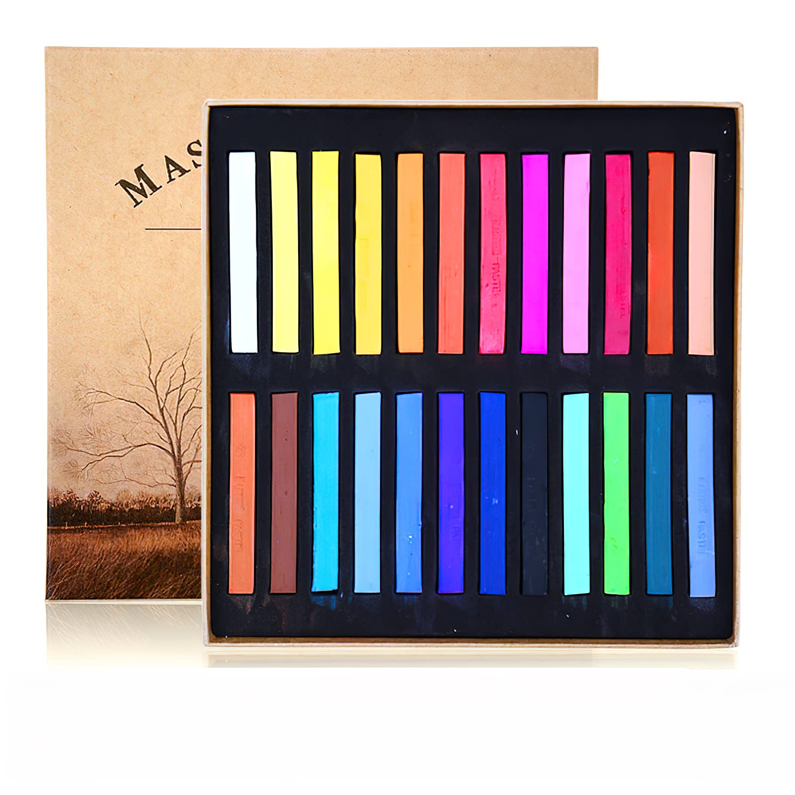 Professional Artist Chalk Pastels Set - 24 Vibrant Neutral Colors for Drawing, Sketching & Blending | Ideal for Art Classes, Portraits & Landscape Painting