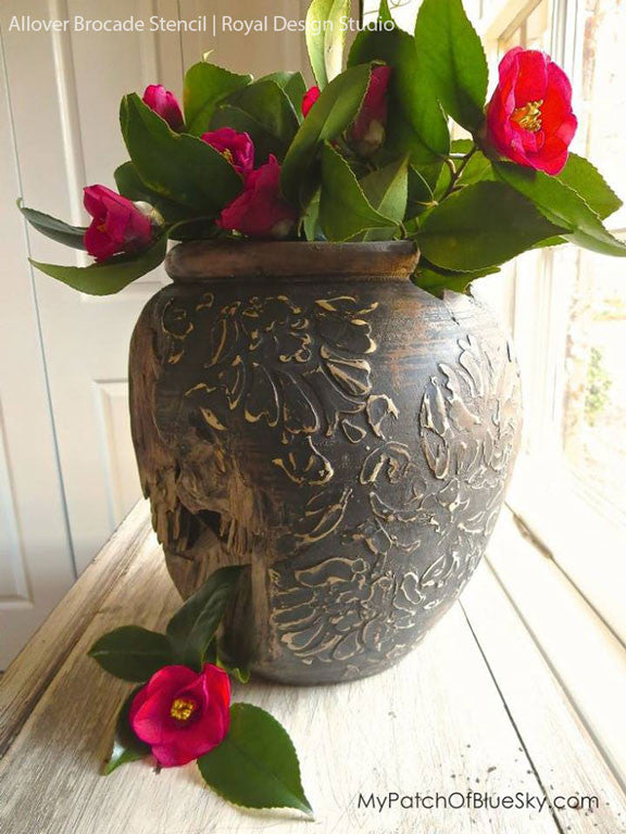 Allover Brocade Furniture Stencil - Reusable DIY Painting Template for Wood, Fabric & Walls - Perfect for Home Decor, Crafts & Upcycling Projects