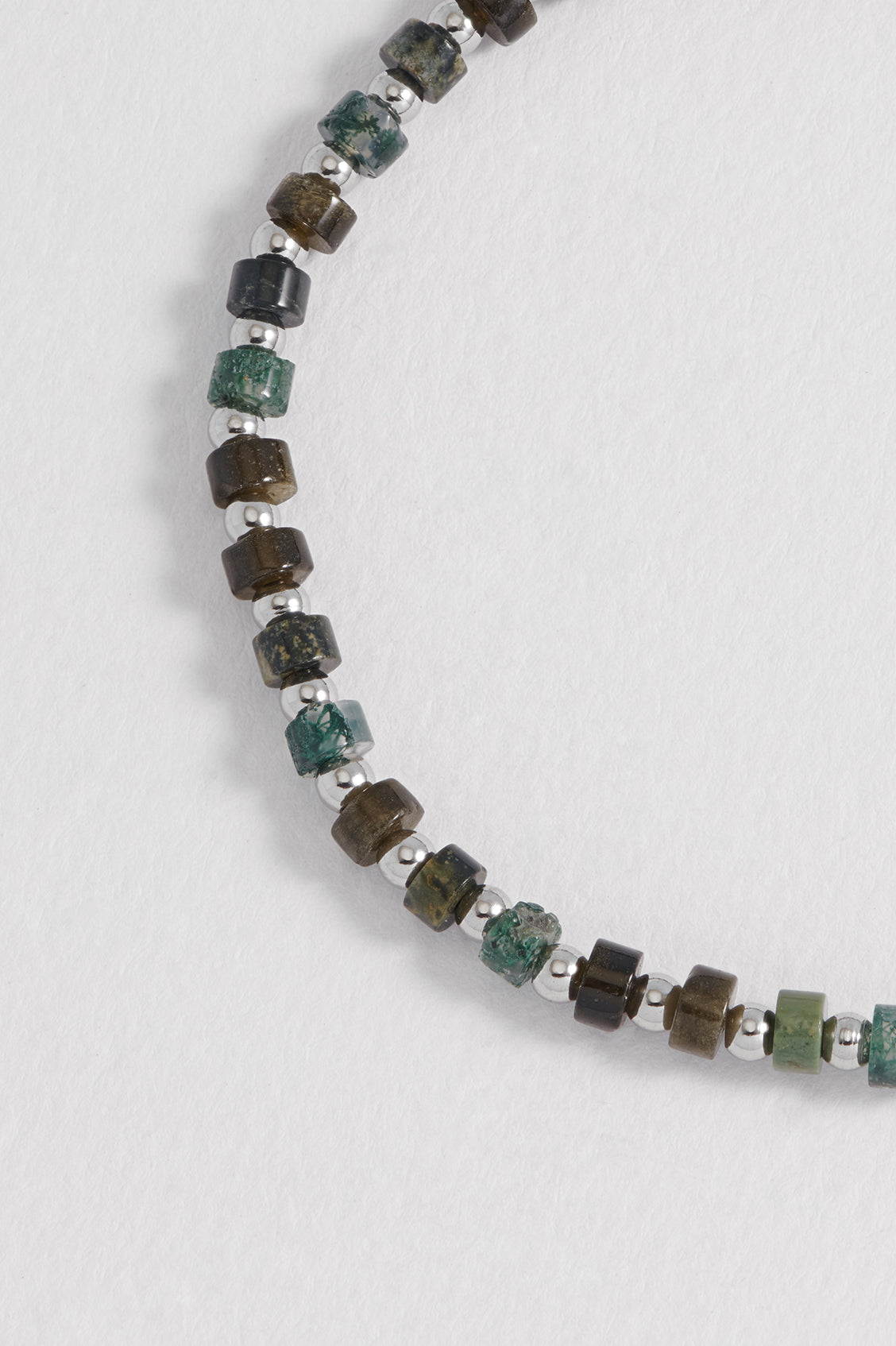 Natural Green Gemstone Rondelle Bracelet for Men - Healing Crystal Beaded Jewelry for Meditation, Yoga & Spiritual Energy (7.5-8.5 Inch Adjustable)